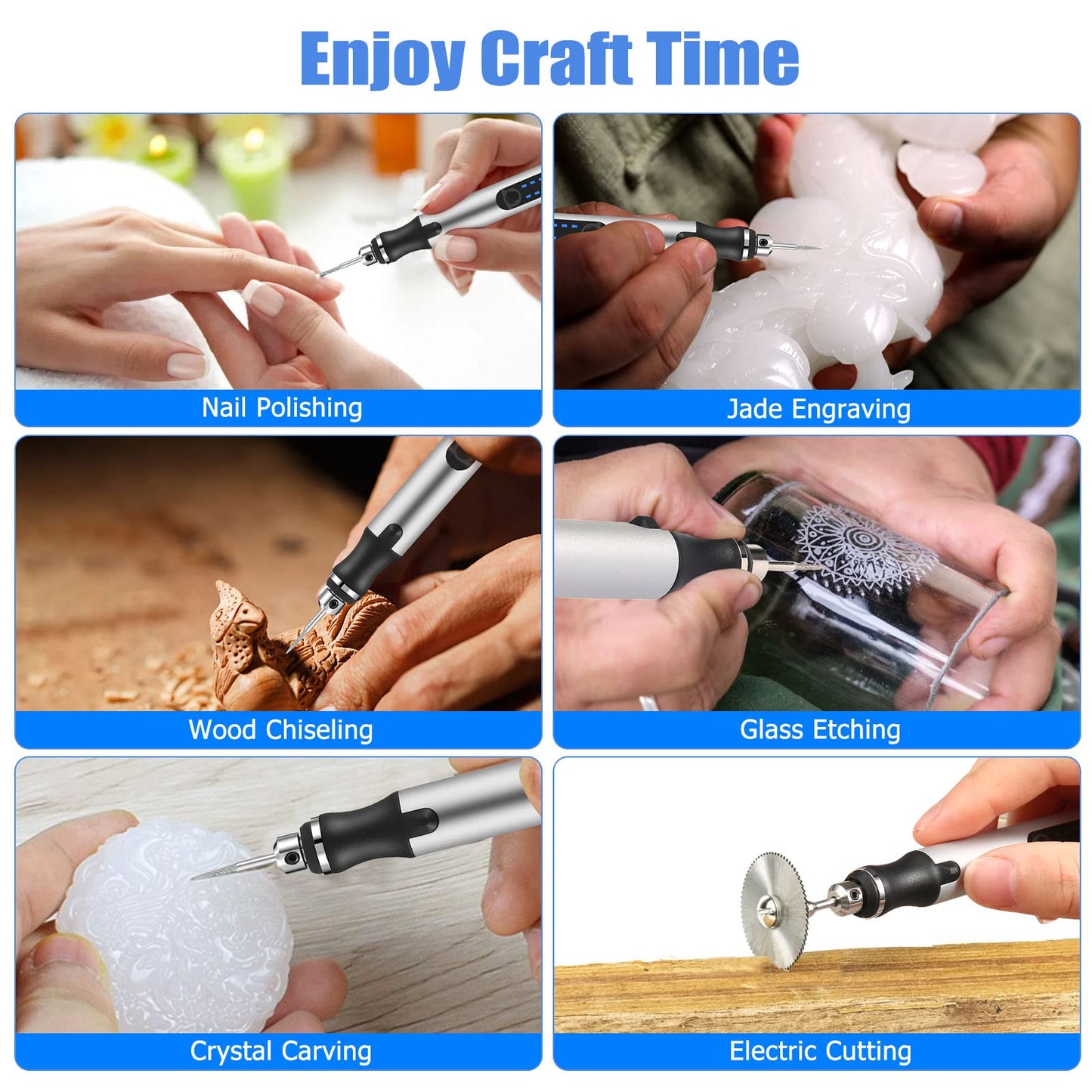 Uolor Wireless USB Rechargeable Engraving Tool Kit, Electric Mini Engraver Engraving Tool, Portable Engraver Engraving Pen Multifunction Tool for Jewelry Glass Wood Plastic Metal Stone