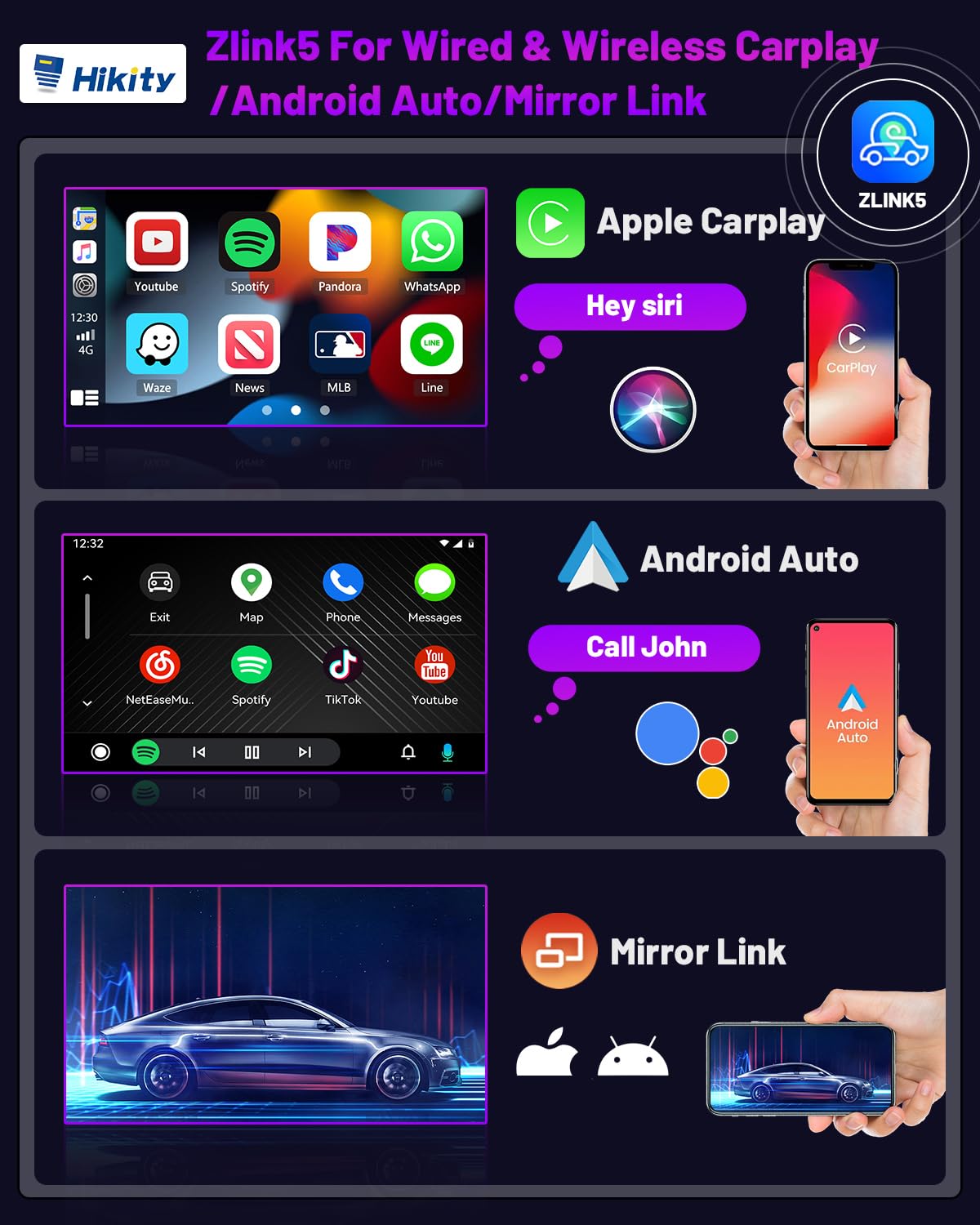 2+64GB DAB/DAB+ Android 15 Car Stereo with Navigation for VW Golf Polo Passat Skoda Seat - 9" Touchscreen, Wireless Carplay, Android Auto, Bluetooth, RDS FM GPS WiFi HiFi SWC, Rearview Camera