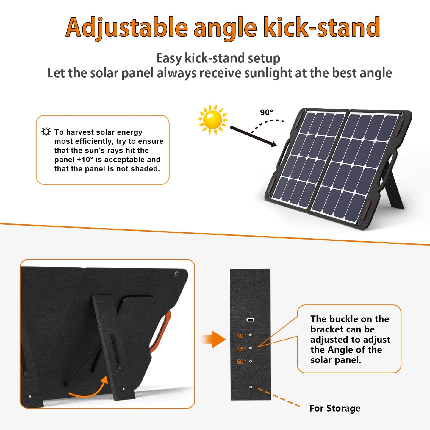 VDL 100W Portable Solar Panel for Power Station, foldable US solar cell charger with multi-contact 4 and XT60 outputs, solar panel solar power backup for outdoor camping, RVs, gardens, emergencies.