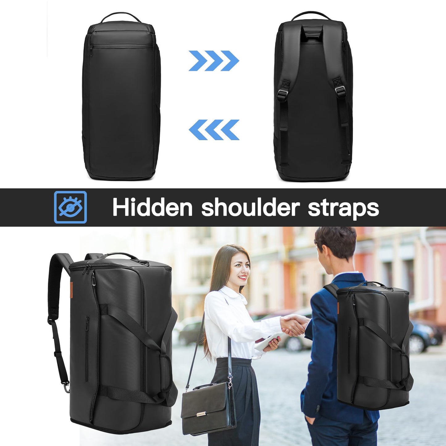 Moulyan 55L Suit Bag, Waterproof Garment Bag Travel Bag with Shoe Compartment Wet Compartment, 3 in 1 Suit Bag Travel Bag Garment Duffle Bag Travel Bag Men Women