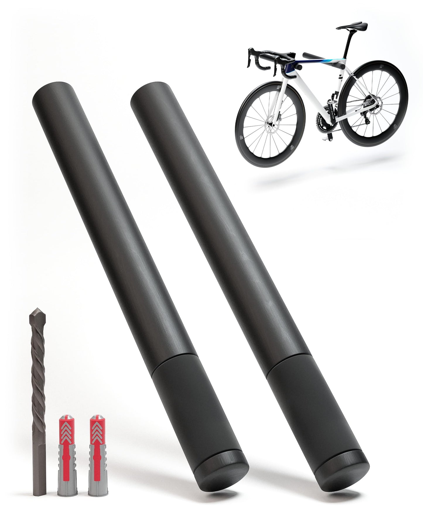Borrow bike wall mount made of wood with a 20 kg capacity - stable wall mount for road bike, MTB, and E-bike - Black natural