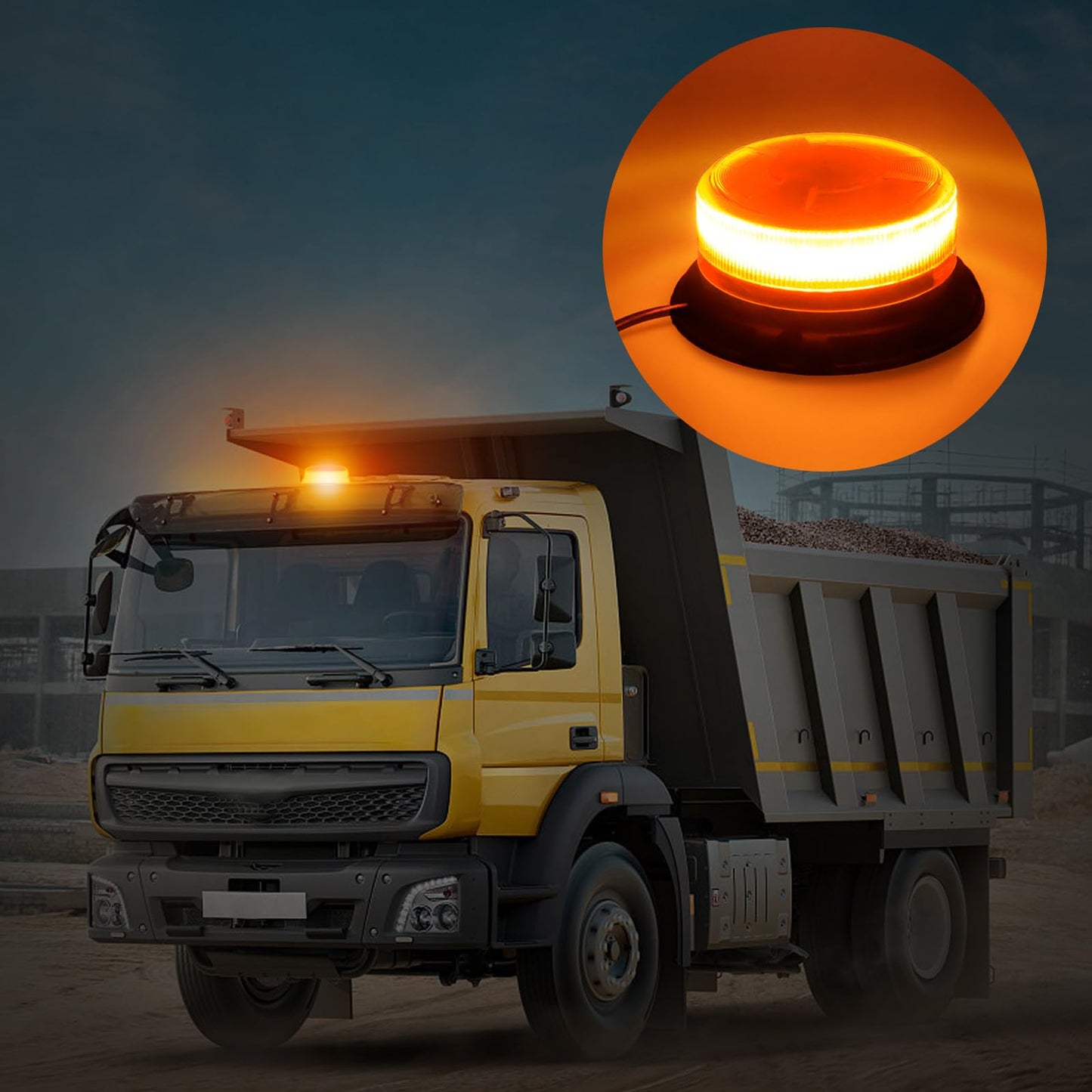 AnTom 360 beacon 9 flash modes 12V 24V Yellow Warning light LED magnet with 3 meters cable for car truck tractor golf cart SUV