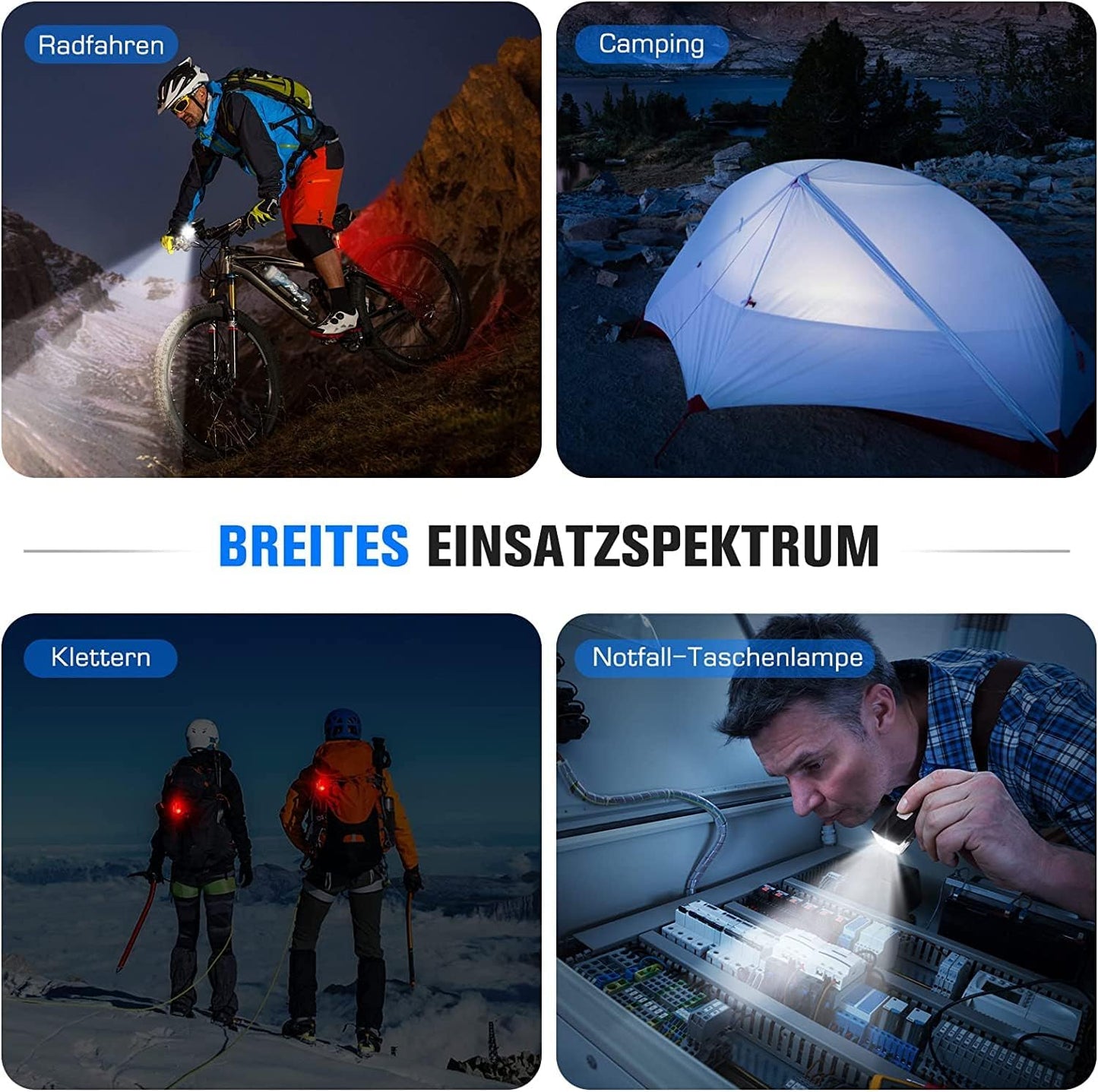 LED bike light set, StVZO bike light USB rechargeable, waterproof bike lighting front and rear set with headlights & taillight, bike light for kids and adults.