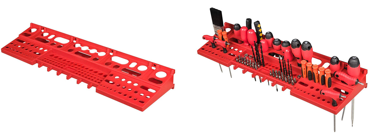 Tool wall storage system - 1152 x 780 mm pegboard with tool holders - Set 55 accessories tool pegboard workshop shelf