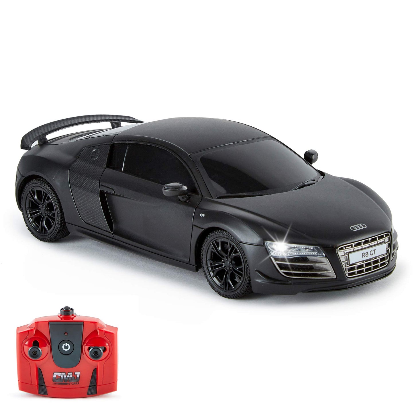 CMJ RC CARS Audi R8 GT, official licensed remote control car, playtime RC race car, 1:24 RC off-road car 24Hz, gift for children 6-12 years old beginners (Black)