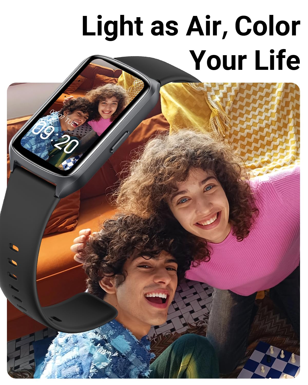 Fitness tracker watch for women and men, up to 7 days battery life, 20+ training modes, SpO2 tracking, sleep monitoring, heart rate monitoring, pedometer, 5ATM water resistant activity tracker.