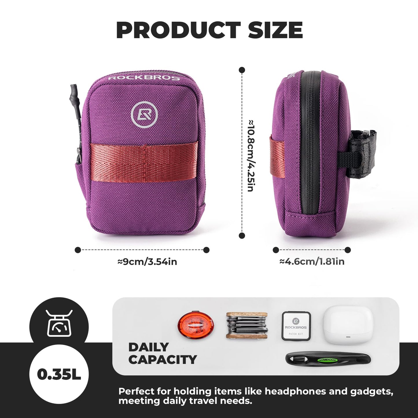 ROCKBROS bike saddle bag Mini Portable Bicycle Saddle Bag Compact Storage Bag Road Bike Mountain Bike Saddle Bag Bike Accessories