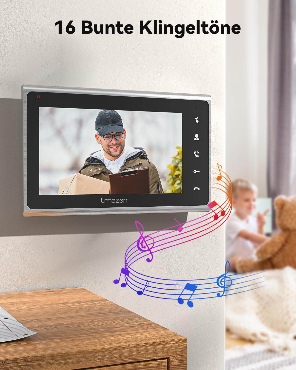 TMEZON Video Door Intercom 2 Wire, Doorbell with Camera and 7'' Monitor, Intercom with Door Opener, Plug & Play, Night Vision, Two-Way Audio, Unlock via Monitor
