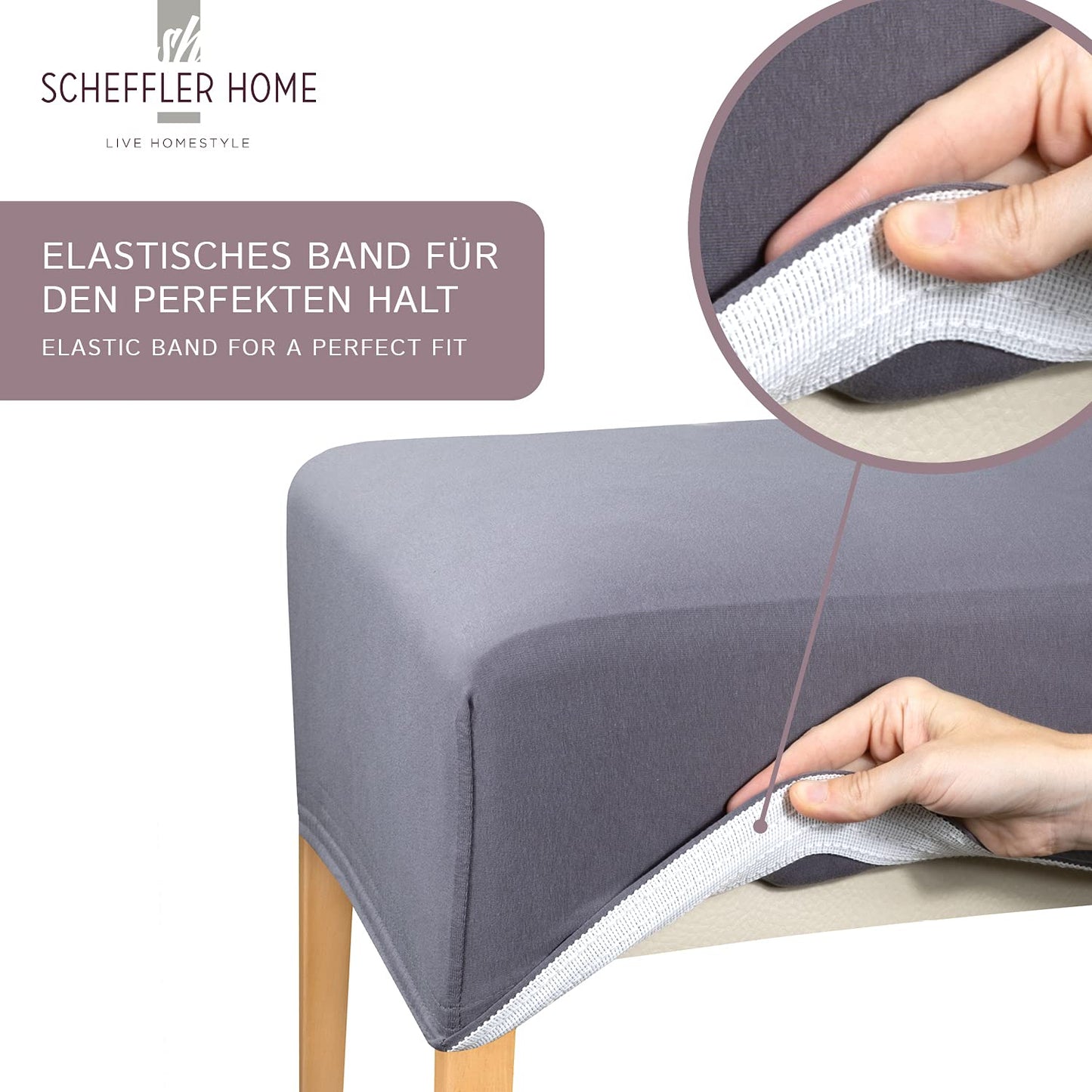 SCHEFFLER-Home Natalie Stretch Chair Covers Cotton/ Chair Covers Black/ Chair Cover Set of 4/ Chair Cover for Swing Chairs washable/ elegant Stretch Chair Cover High Backrest.