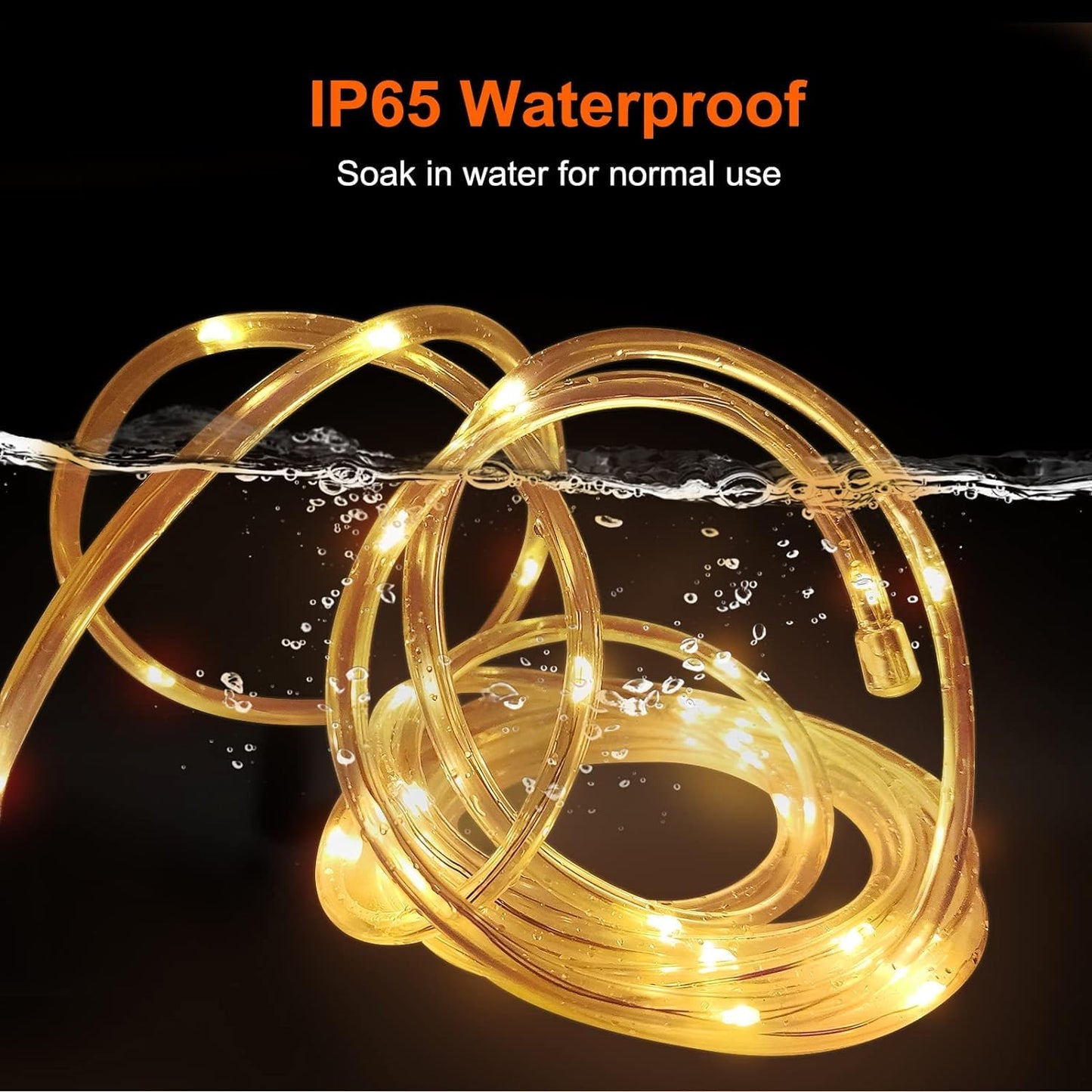 200 LED Light Tube String Lights, 23m Warm White Outdoor Light Tube String with Remote Control, 8 Modes LED String Lights for Christmas Indoor Outdoor