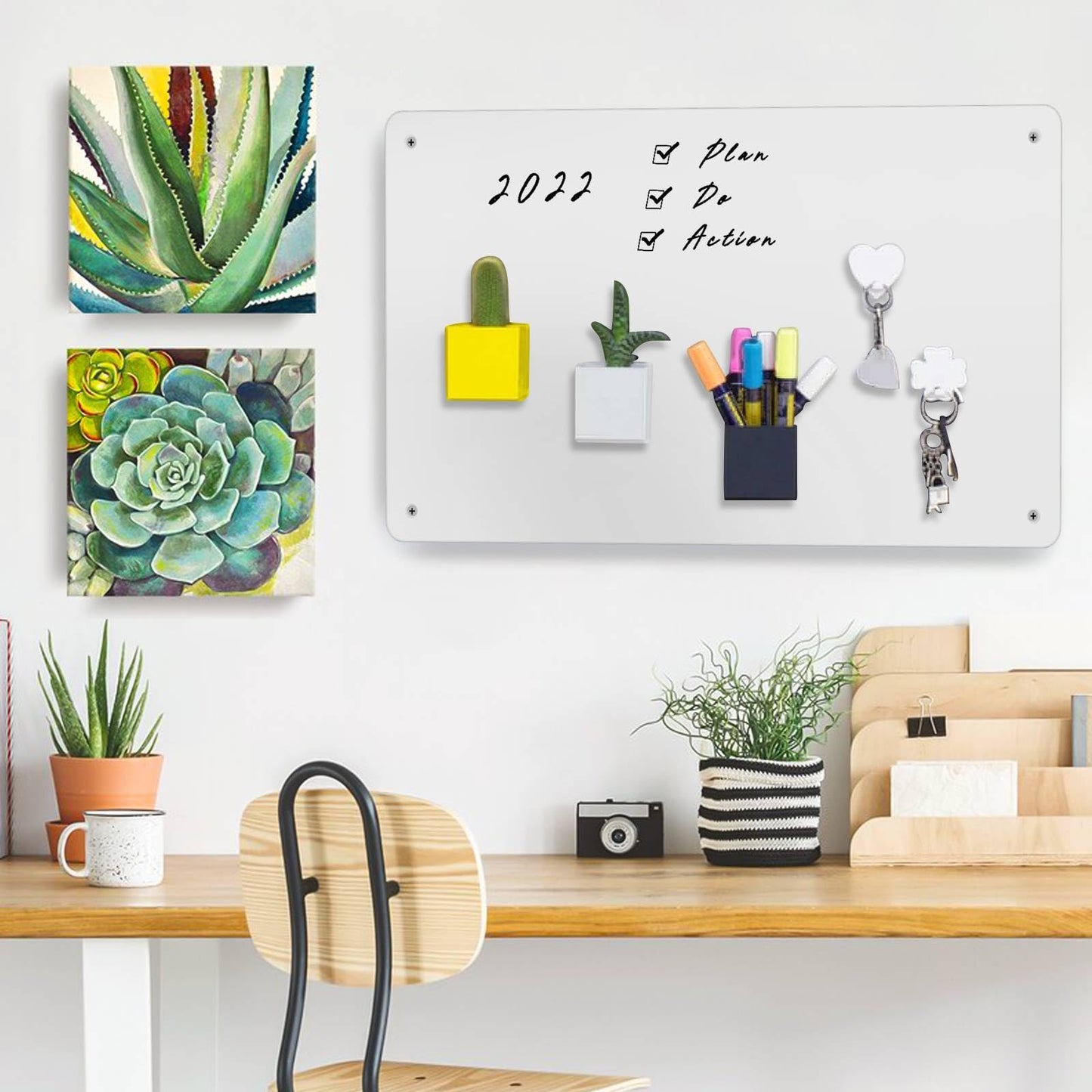 Raweao White Magnetic Board for Wall, 43.5x29x0.08cm Magnetic Metal Board Wall Panels for Fridge Magnet Collection, Metal Board Ideal for Home, Kitchen, and Office (White - 2 Pieces)