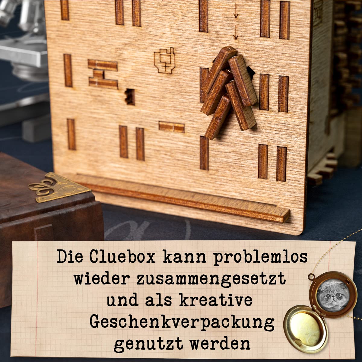 iDventure Cluebox - Schrödinger's Cat - Escape Room Game - 3D Wooden Puzzle - Money Gift Puzzle Box - IQ Puzzle - Mystery Box and Birthday Gift - Gadget for Men - Mechanical Brain Teasers