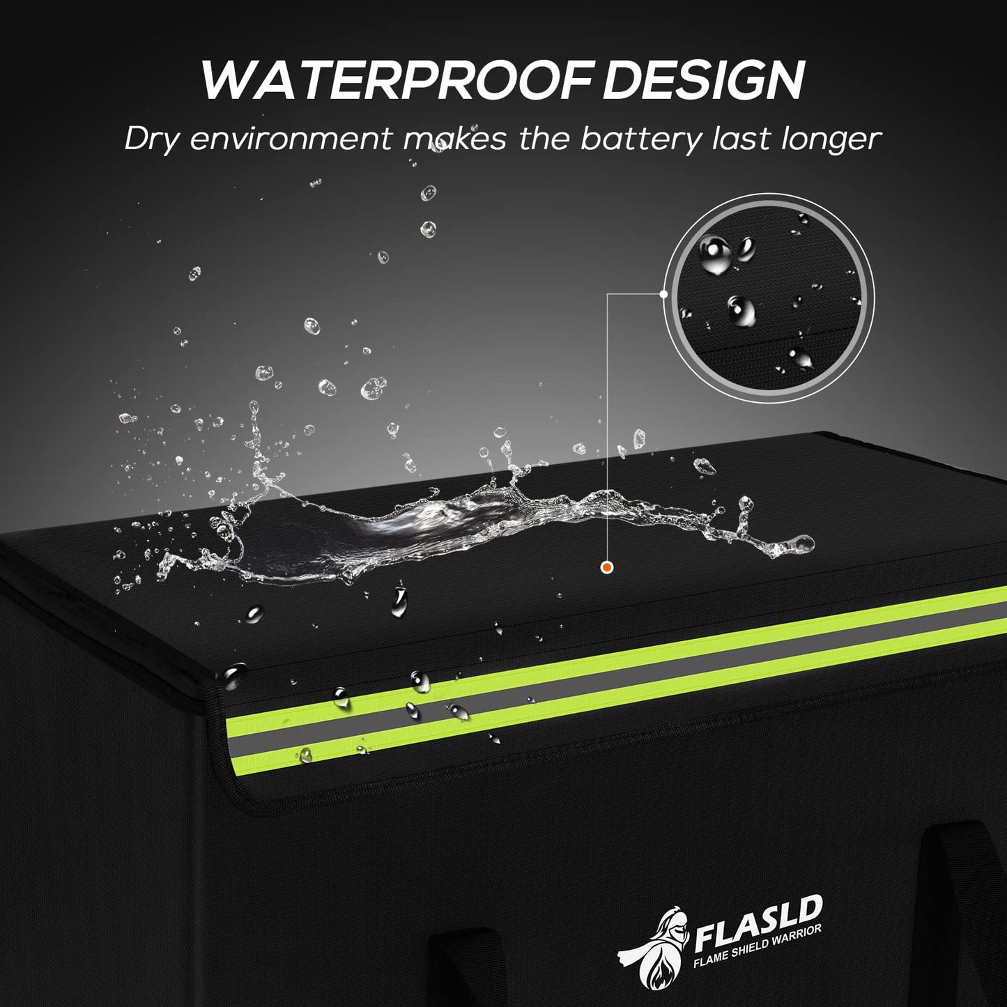FLASLD Large fireproof Lipo bag for 200Ah lithium battery storage and charging, 560 x 230 x 245mm E-bike battery bag waterproof box for documents and valuables.
