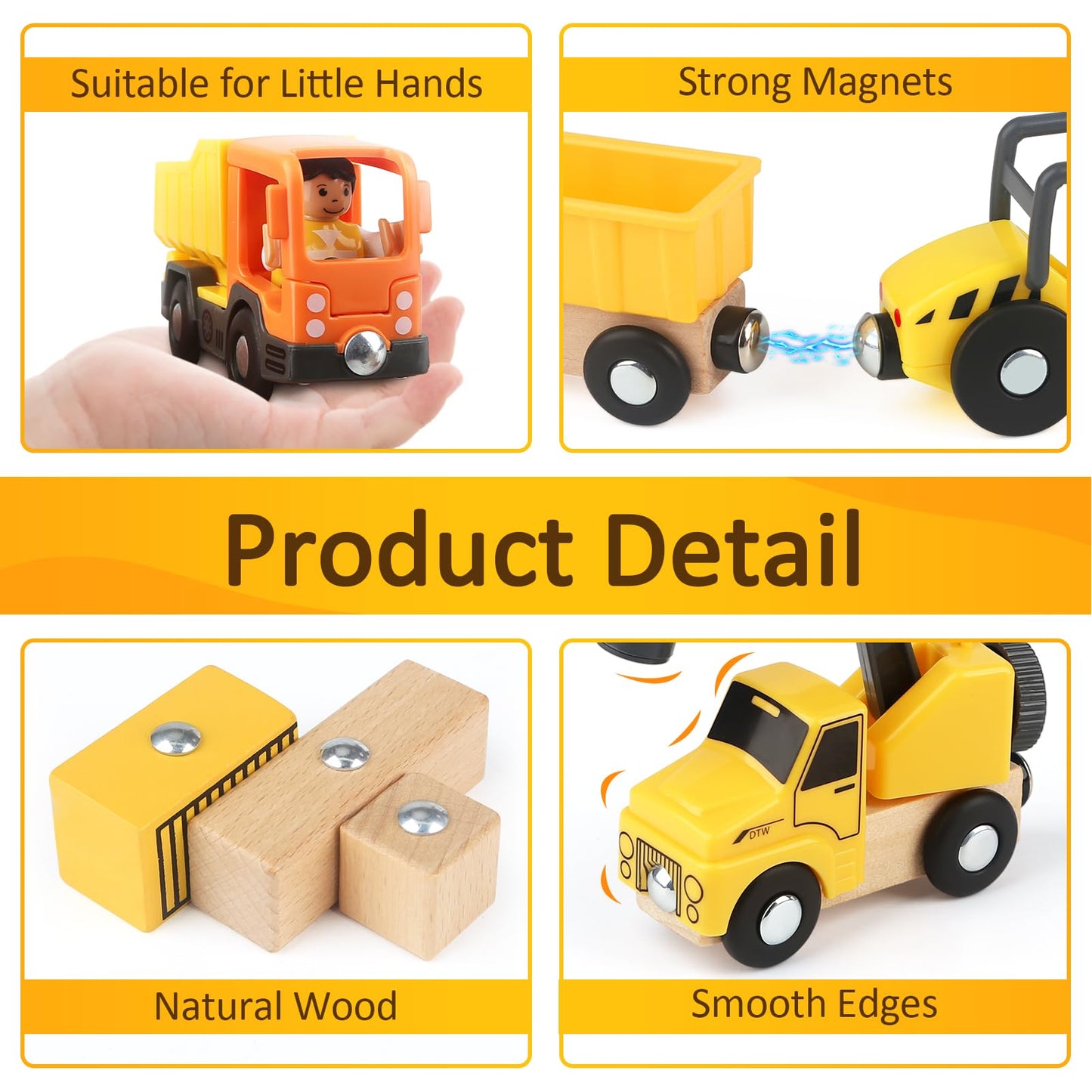 Vanplay construction vehicles kids crane toy wooden construction site toy for 3 years old boy with tower crane excavator crane truck dump truck road roller gift 3 4 5 years old boy