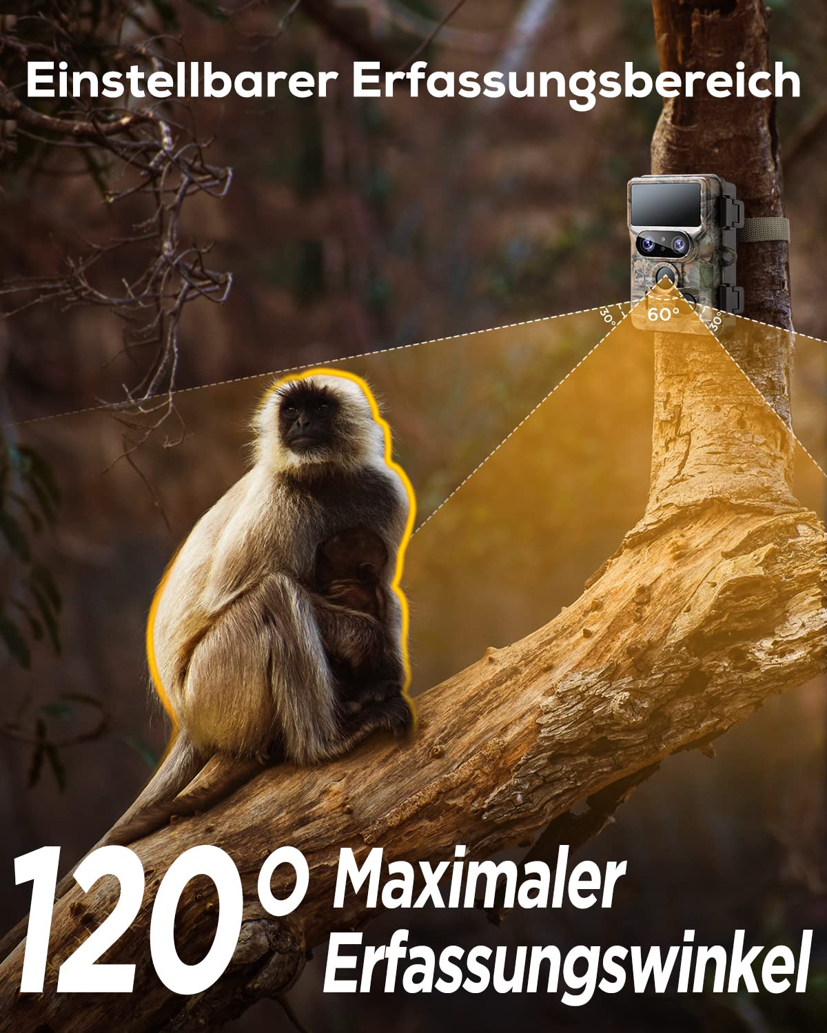 iZEEKER Trail Camera WiFi Dual Lens 4K 30fps 60MP, Wildlife Camera with Starlight Night Vision Motion Sensor, 120° Detection Angle 0.1s Trigger Time, Game Camera with 32GB SD Card and 4 Batteries
