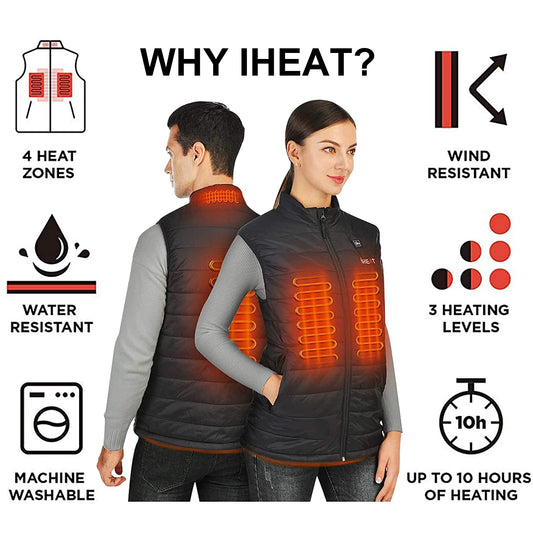 Heated vest for men and women, Electric USB heated vests with QC3.0 14400MAH battery, 3 Adjustable temperature Electric Warm Heated Jacket for outdoor hiking hunting motorcycle camping.