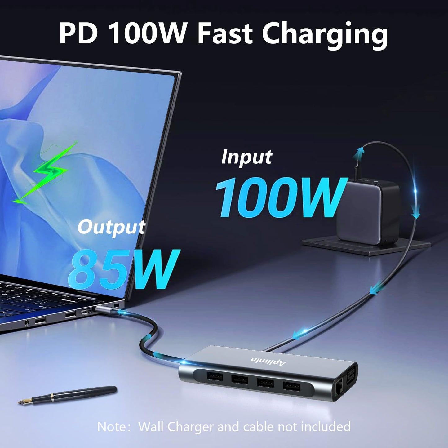 11-in-1 USB C Multiport Adapter with Ethernet LAN Network Adapter, 4K HDMI VGA Adapter, USB 3.0 & 2.0 Ports, SD/TF Card Reader, 3.5mm AUX, USB C Docking Station for MacBook Pro/Air Laptops.