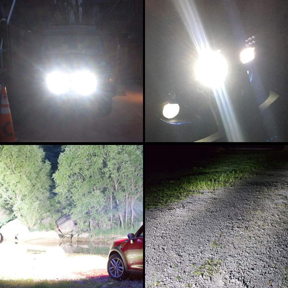 Safego 4 inch 60W LED work light with 6000LM, suitable for cars, off-road vehicles, trucks, excavators, SUVs, UTVs, and ATVs. IP67 waterproof and ideal for use on tractors. Set of 4 lights.