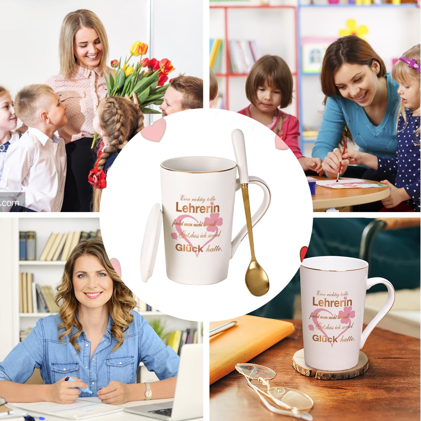 Joyful coffee cup farewell gift for teacher - it's hard to find a really great teacher - farewell gift for the best favorite teacher, 400ml white.
