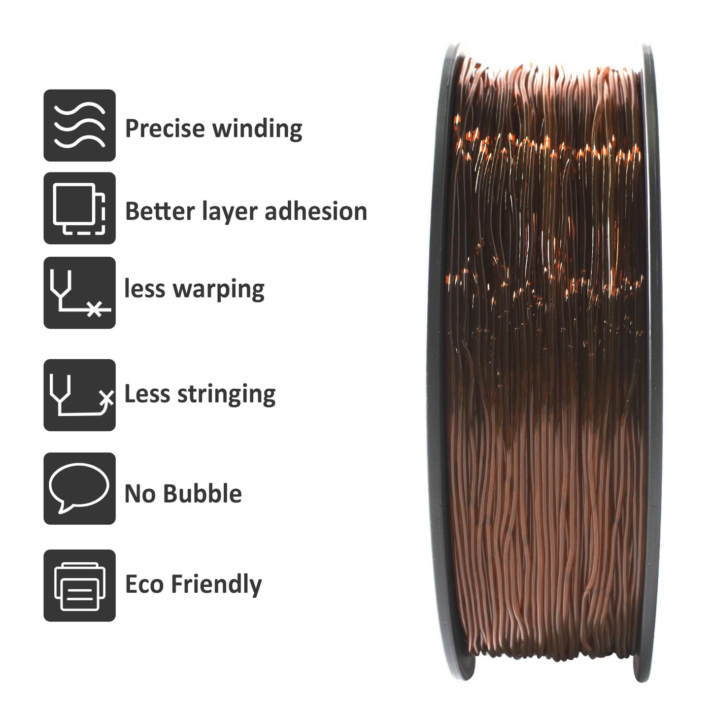 GIANTARM TPU filament 1.75mm for 3D printers 1kg, Transparent Brown
