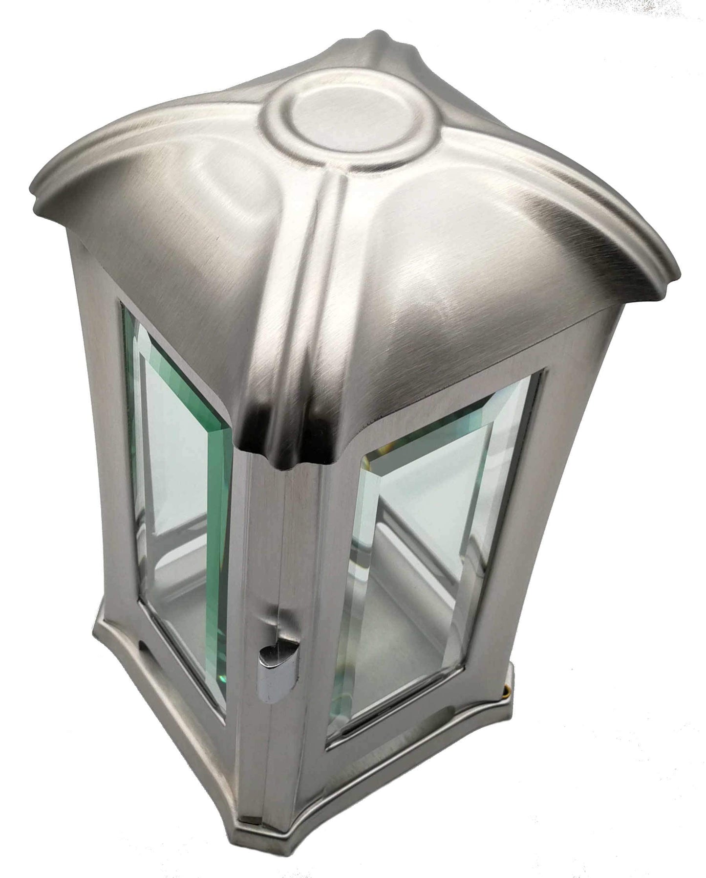 Grave lantern, grave lamp, stainless steel grave light with faceted glass panes including LED grave light 24 cm ... (brushed matte)