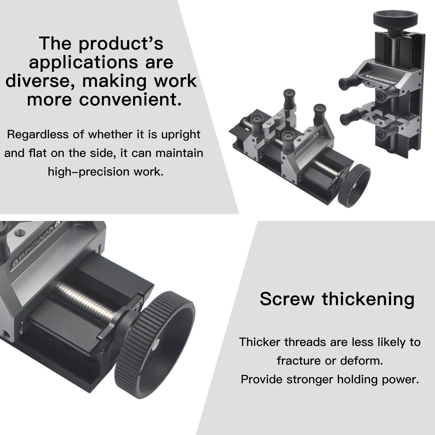 ARROWMAX dual-sided mini vise - enhances precision and stability during crafting.