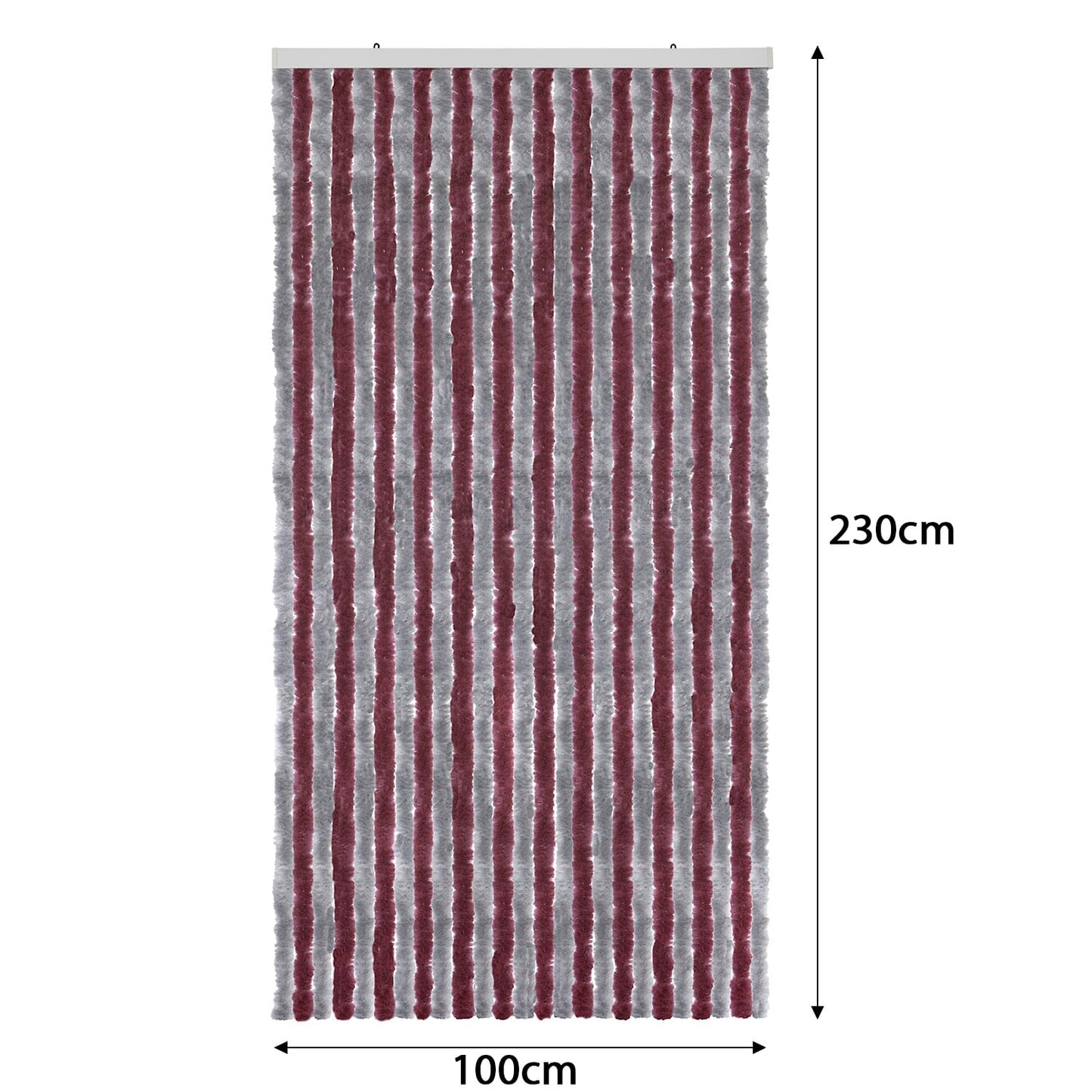 Moritz Chenille Door Curtain 100 x 230 cm Bordeaux Silver Fly Screen Insect Protection for Camping Caravan