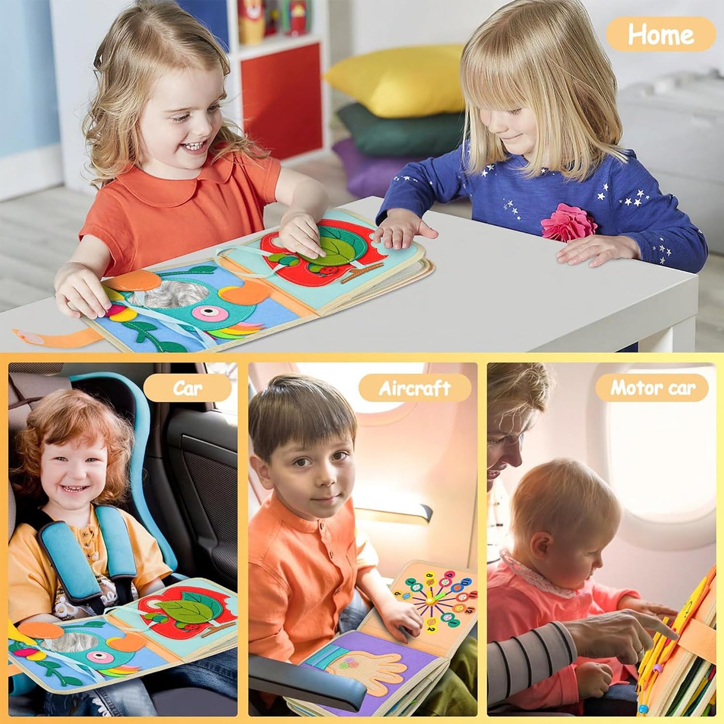 Quiet Book for 1 year and up | Fabric book for babies | Montessori felt book | Soft fabric baby books to learn life skills | 3D felt from 6 months to 5 years old | Gift for girls and boys.