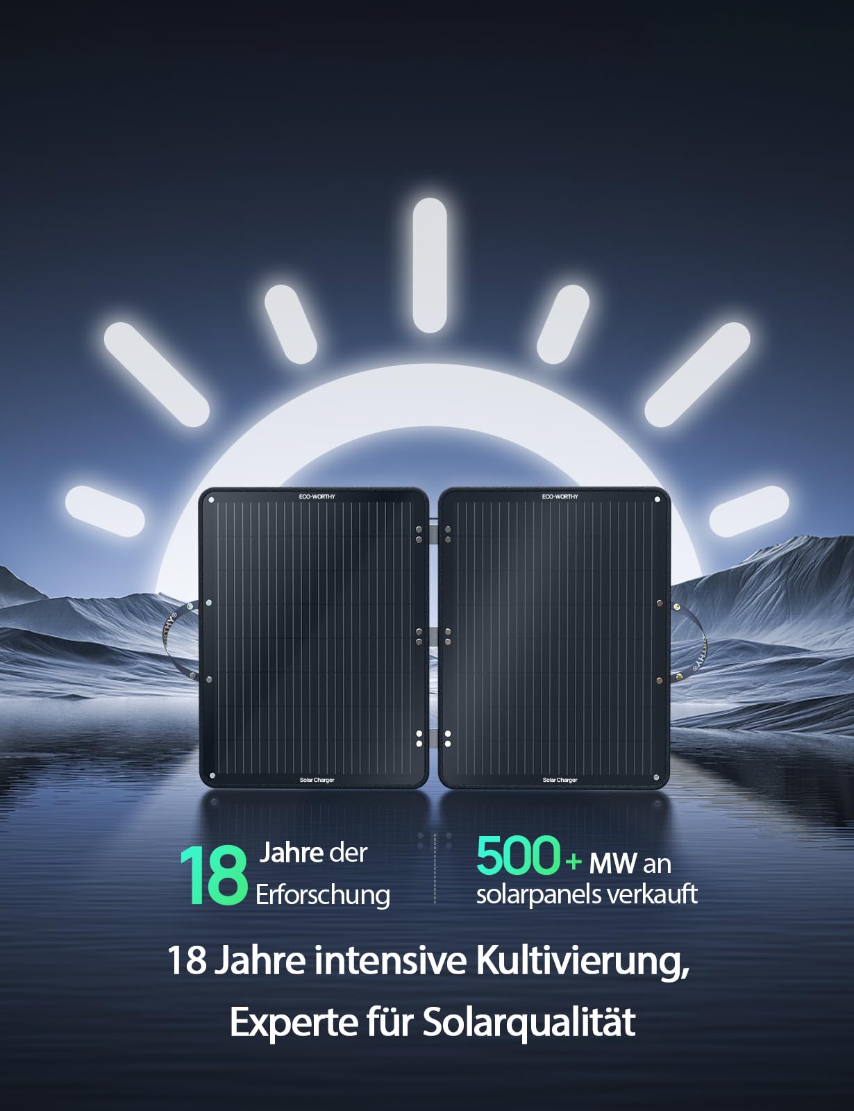 ECO-WORTHY 100W solar panel foldable with 10 connectors & 3 meters cable for power station, monocrystalline with 23% high efficiency and IP65 waterproof for camping, RV, outdoor emergency power supply.