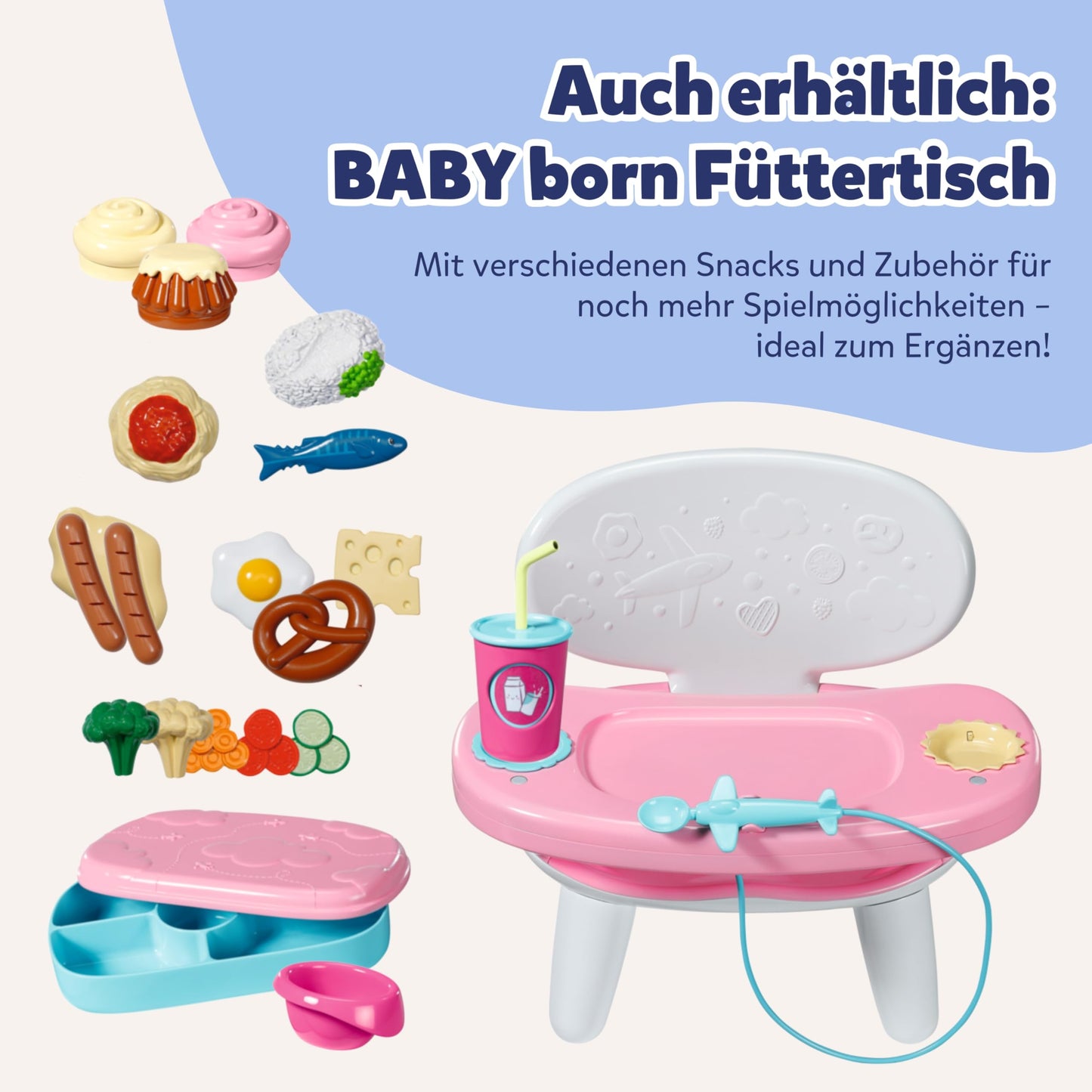 BABY born Snack Shop, food stand for dolls with sound effects, 25 different fast food snacks, 835883 Zapf Creation