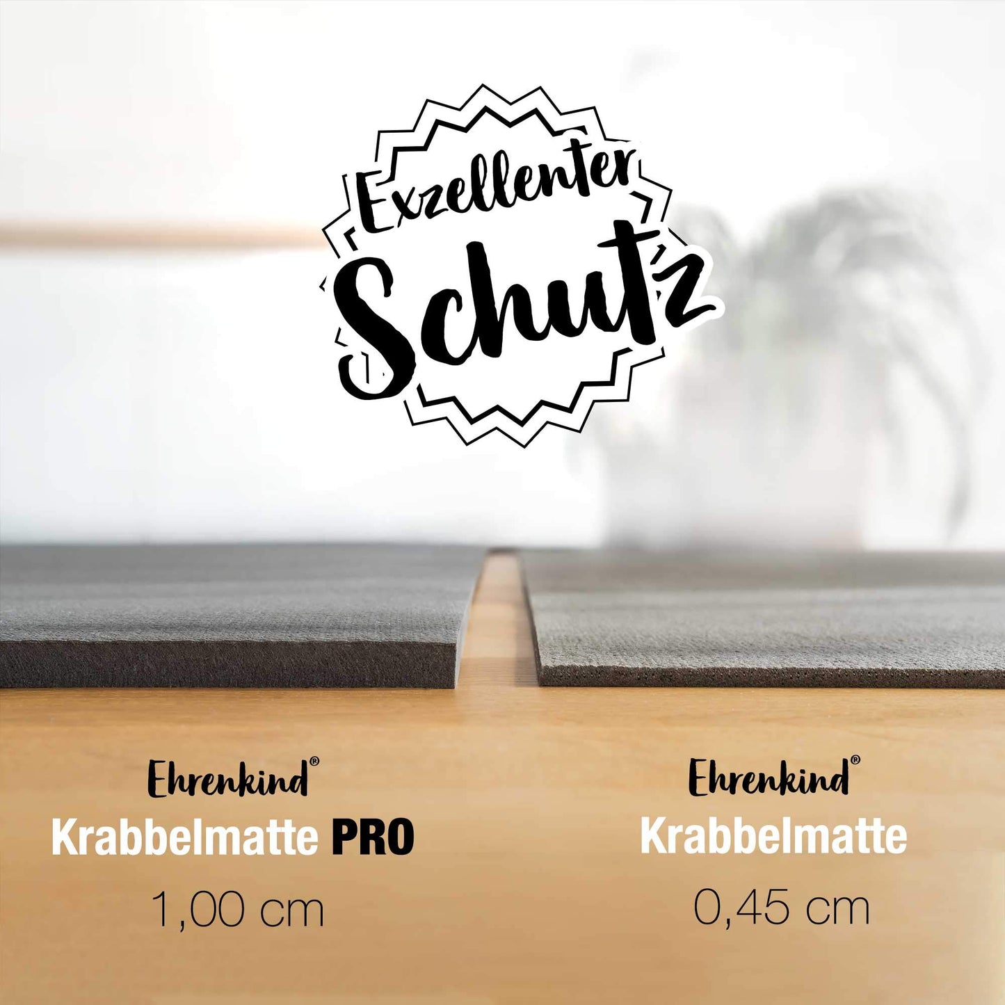 Honored Child® Made in Germany Anti-Slip Crawling Mat Oeko-Tex Mats | Playmat Baby | Size 120x120cm GRAY