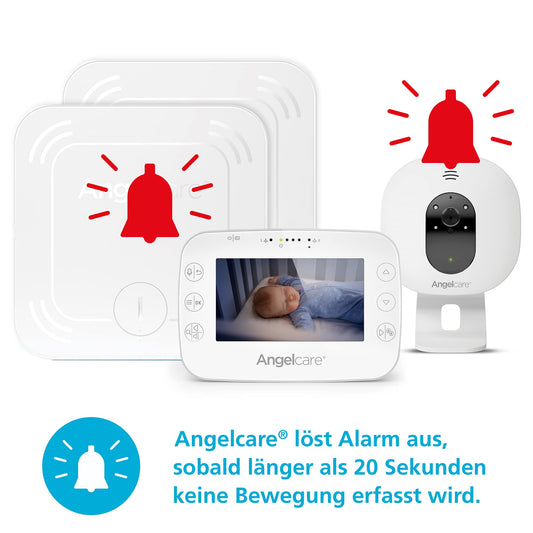 Angelcare SmartSensor Pro 3, 3-in-1 monitoring: video + audio + movement with wireless sensor pads, room temperature display.