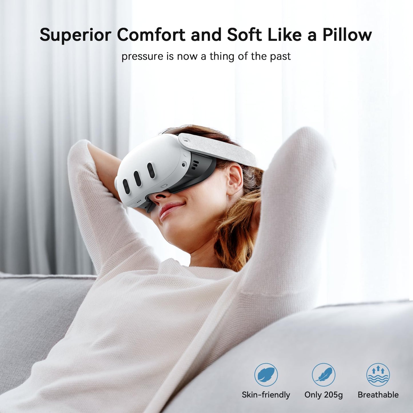 AMVR Face Cover Pad Facial Interface is compatible with Meta/Oculus Quest 3 accessories, featuring a soft PU face cushion pad replacement and Ice Silk Cotton material. Not compatible with Meta Quest 3S.