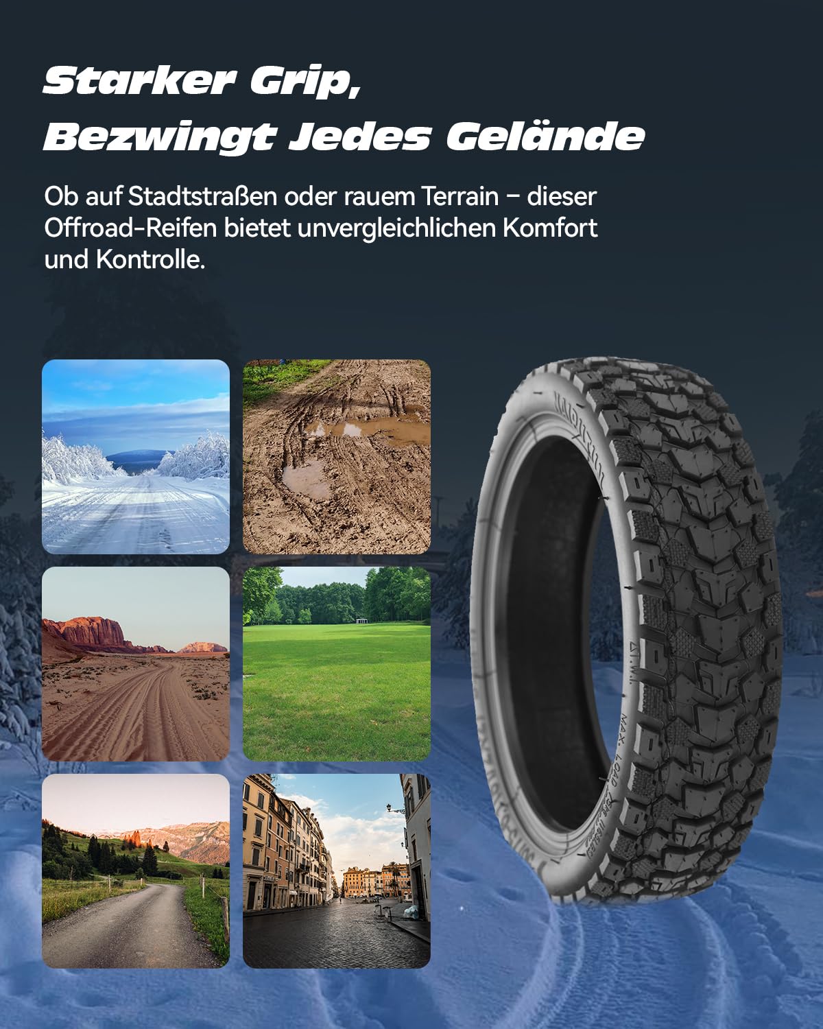 Satgoo E Scooter Tire 8 1/2 x 2, Offroad Terrain Tire + Thickened Inner Tube - Superior Grip, Comfortable - Various Complex Roads, 50/75-6,1-8,5 inch Tire for Xiaomi Pro 2/1S/Mi 3 etc.