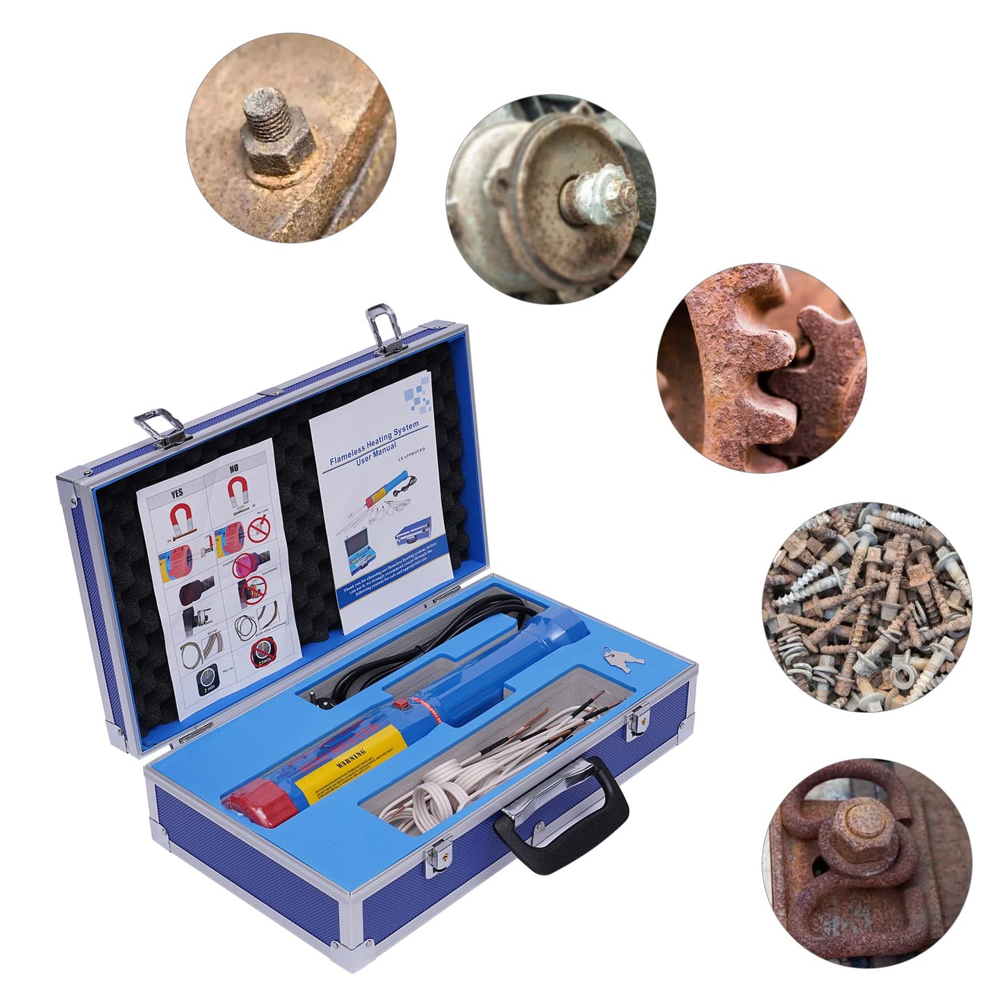 1100W Magnetic Mini Induction Heater Heating Kit 220V Magnetic Induction Heater Magnetic Induction Heating with 8 Coils Flameless Induction Heating Device for Screw Tool Bolt Remover