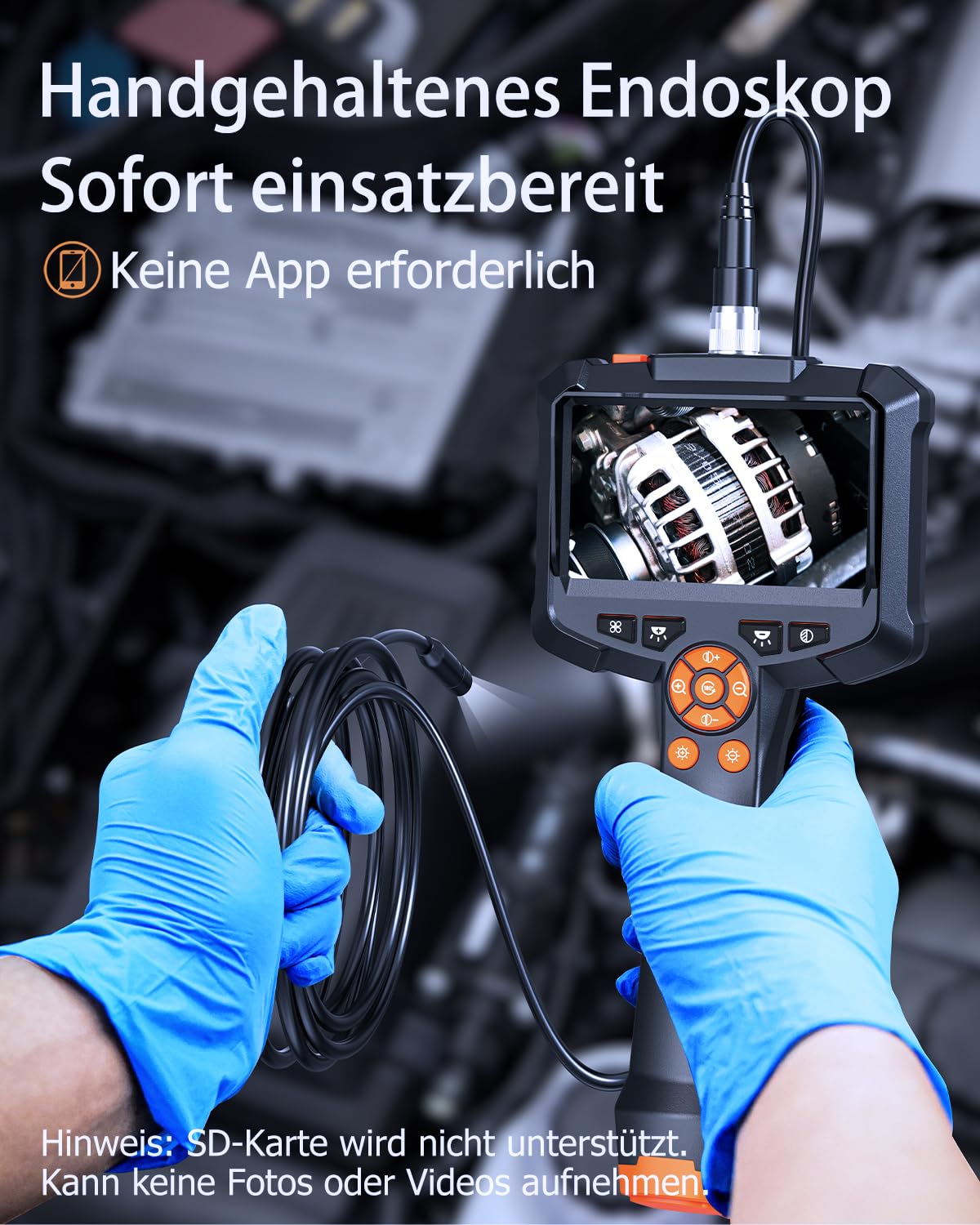 Endoscope camera with light, AOPICK 8mm IP67 waterproof endoscope, 4.3" IPS inspection camera screen, 1080P HD tube camera with 8 adjustable LEDs, 16.5FT/5M semi-rigid cable.