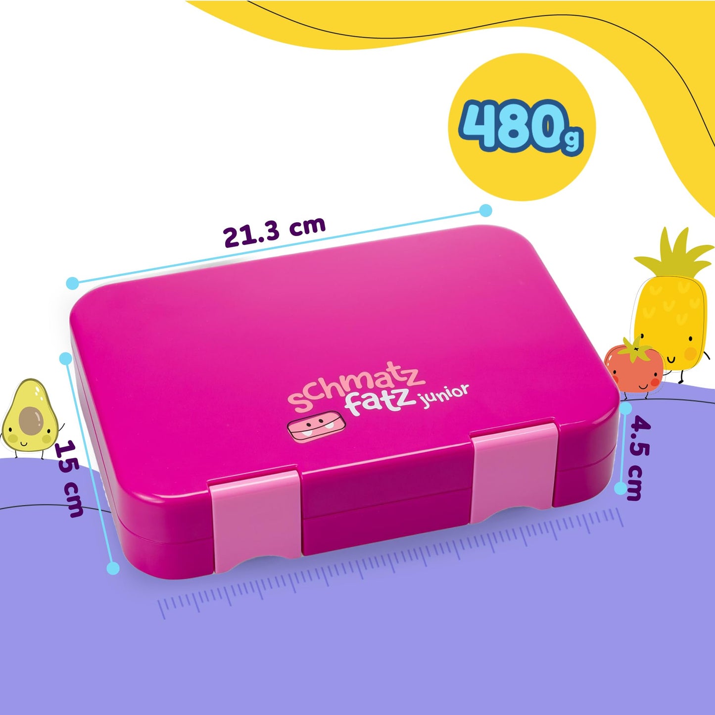 smack treat Junior lunch box for children with compartments | BPA free children's lunch box | Bento box for children | bread box | snack box | perfect for school, kindergarten & on the go (purple)