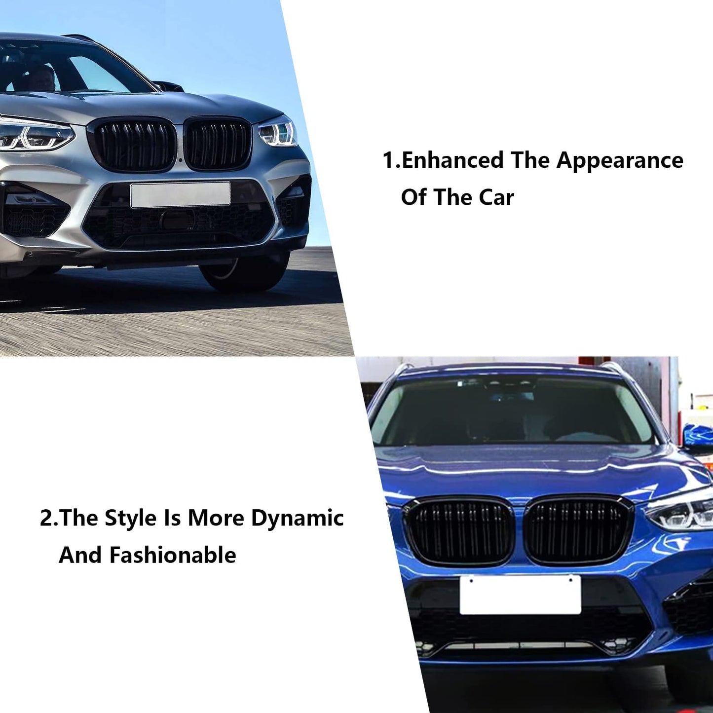 YIUBCZOQI G01 Front Grille for BMW X3 G01 2018-2021 X4 G02 2019-2021 X3 Grill x4 Gloss Black Double Slat Grill