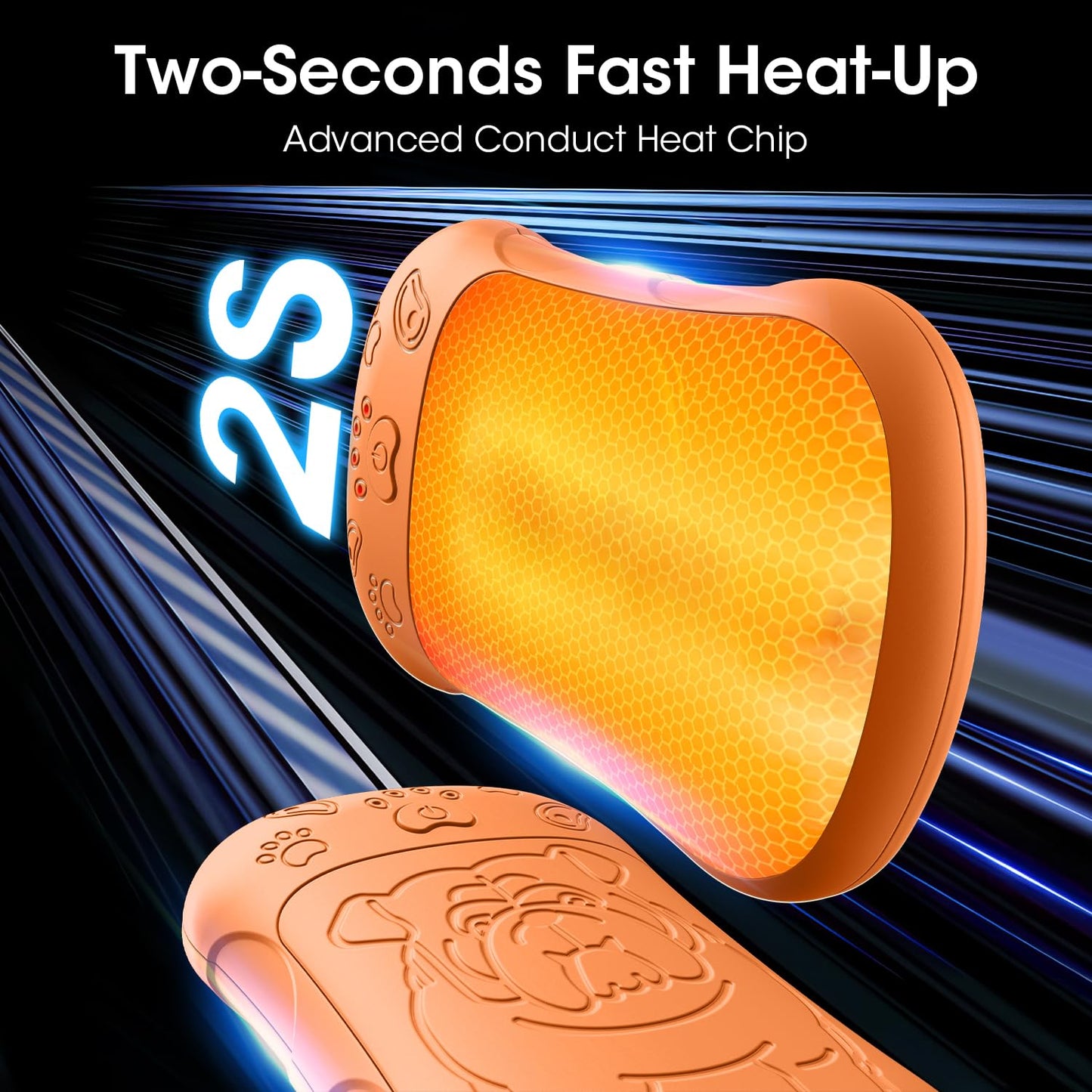 Electric Hand Warmers, 2-pack with 6000mAh rechargeable battery. Ideal for outdoor sports, hunting, golf, camping. Great warm gift for women, men, and children.