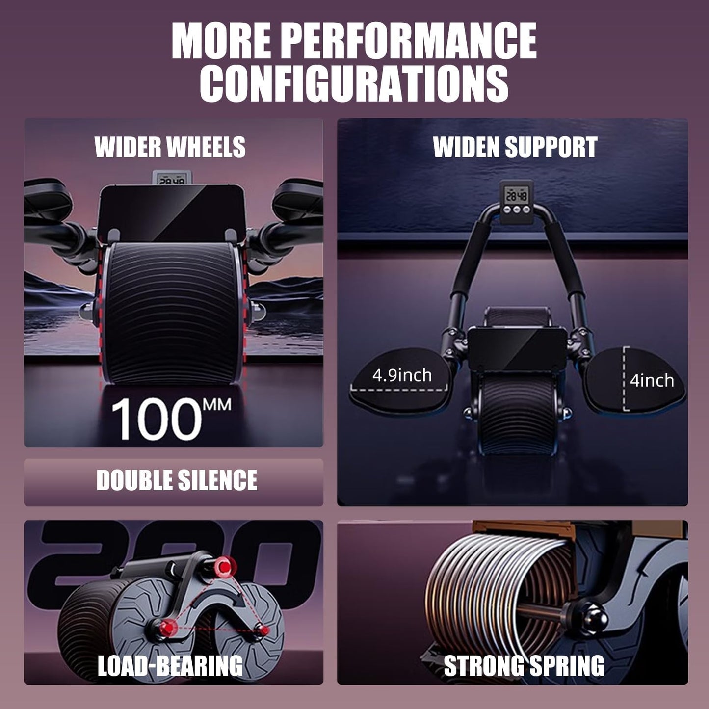 DRZHEAM Automatic Rebound Abdominal Wheel, 2 in 1 for core training, Fitness Abdominal Wheel, Wheels Roller Domestic Ab Trainer (Black with time)