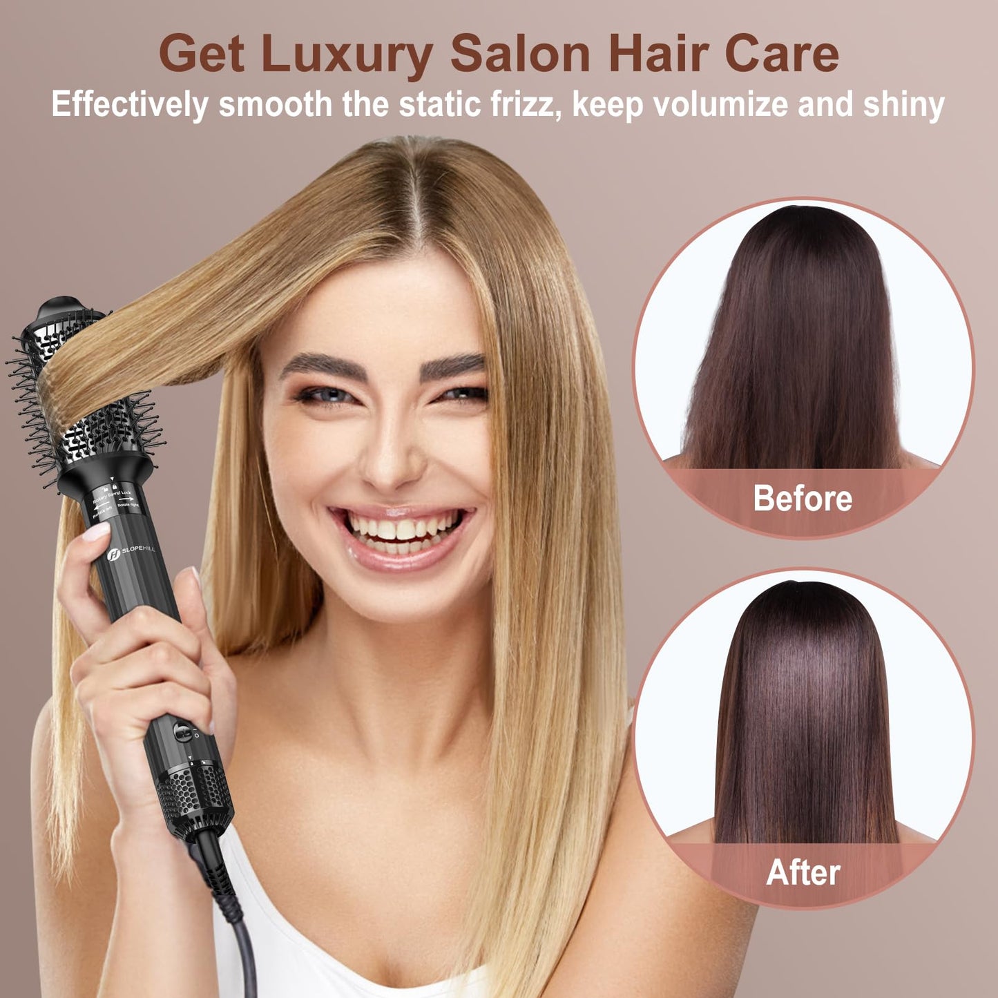 (OUTLET) Slopehill Airstyler 5 IN 1, 110,000 RPM High-Speed Ionic Hair Dryer for Quick Drying, Multi-Hair Styler with Automatic Air Curler, Hair Straightener Brush & Volumizing Brush (Dark Gray)