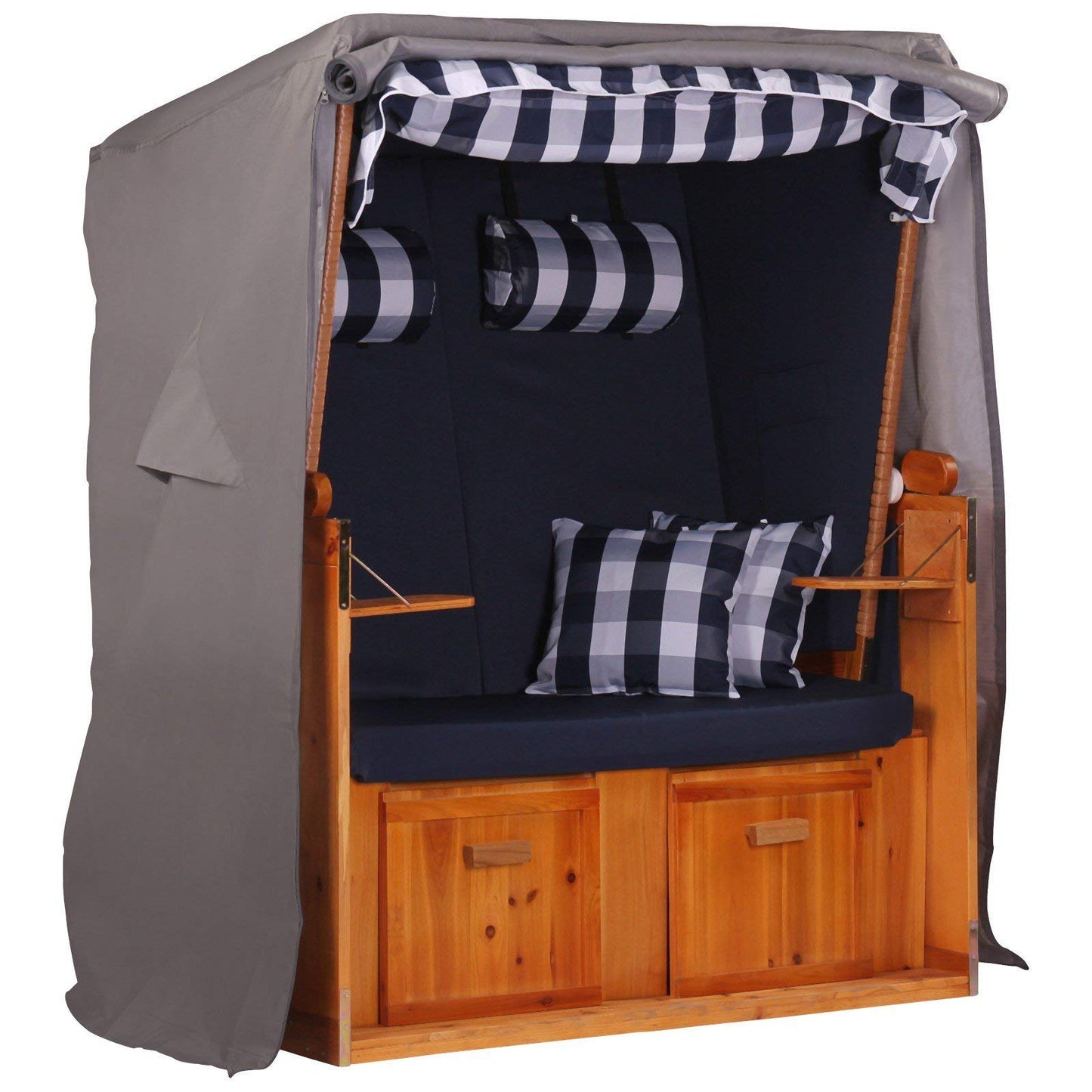 Hanse Beach Chair Cover made of 600D Oxford fabric with extra flexible velcro closure, Premium Beach Chair Cover 120cm wide in gray.