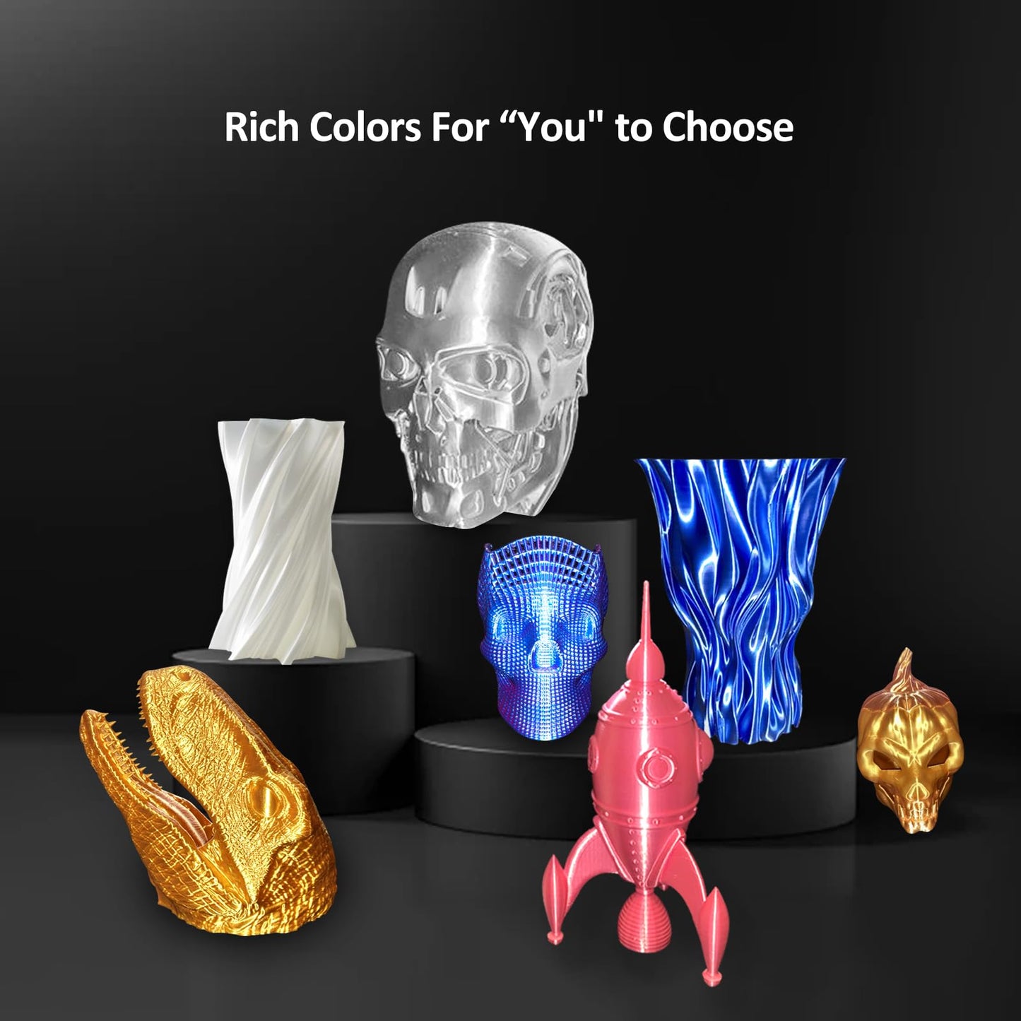 XZN PLA Filament 1.75mm Silk PLA 3D Printer Filament, Accuracy +/- 0.03mm, Silk PLA 1KG Spool, Silk Rainbow.