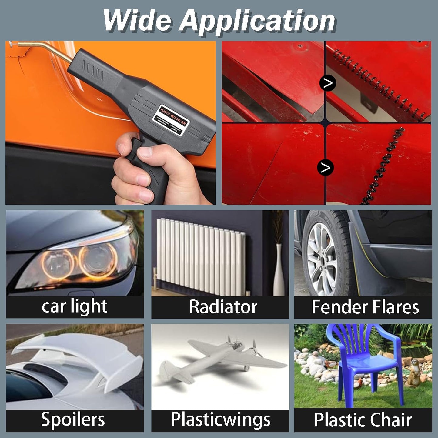 2-in-1 plastic welding machine, 150W plastic welding tool, plastic repair kit for car & motorcycle bumpers, welding kit with 800 pieces of welding nails (6 models)