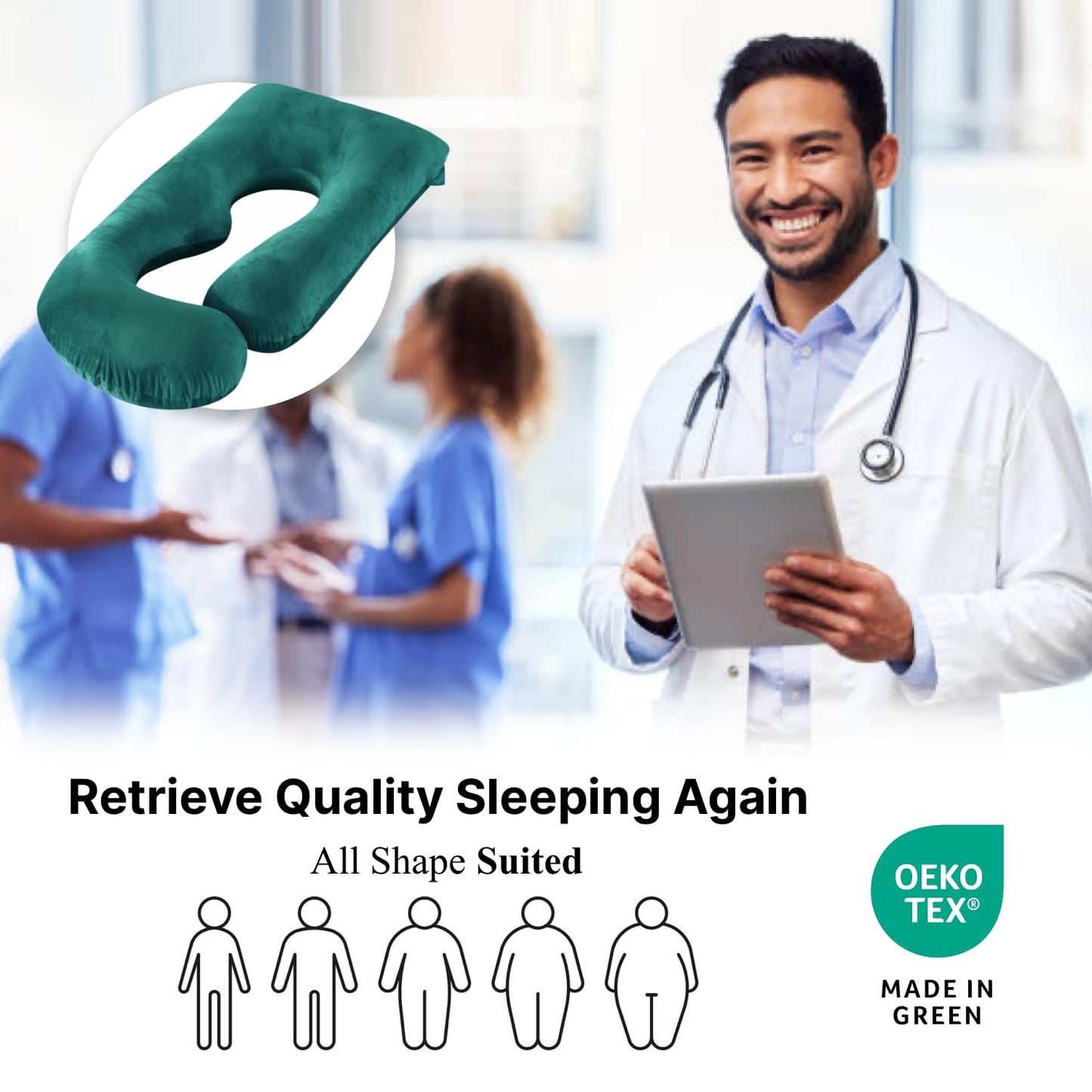 ALLOPERA Pregnancy Pillow, Full Body Maternity Pillow 57 inches, with Removable Washable Cover - Sleep Support for Legs, Back, Neck, Shoulder, HIPS, Belly, Velvet Cover (Dark Green)