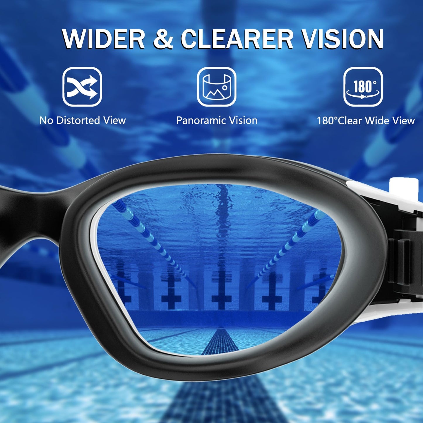 FullLove Swim Goggles for Men and Women, Ten Times Longer Lasting Anti-fog Swim Goggles for Adult Men and Women, No Leaking with Nose Clip and Earplugs