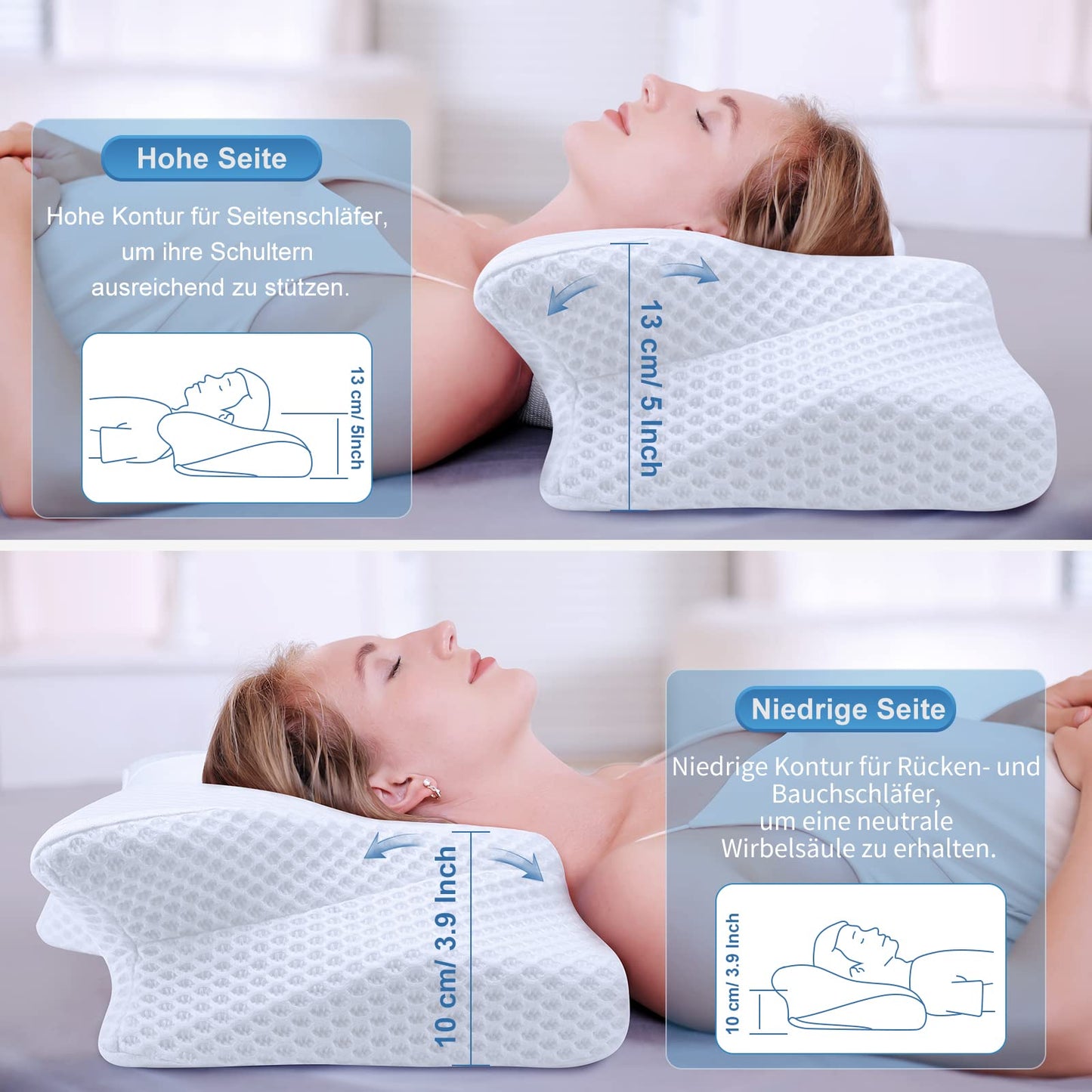 SAHEYER Memory Foam Pillow Neck Support Pillow, Ergonomic Orthopedic Pillow Side Sleeper Pillow Neck Pillow for Side, Back & Stomach Sleepers