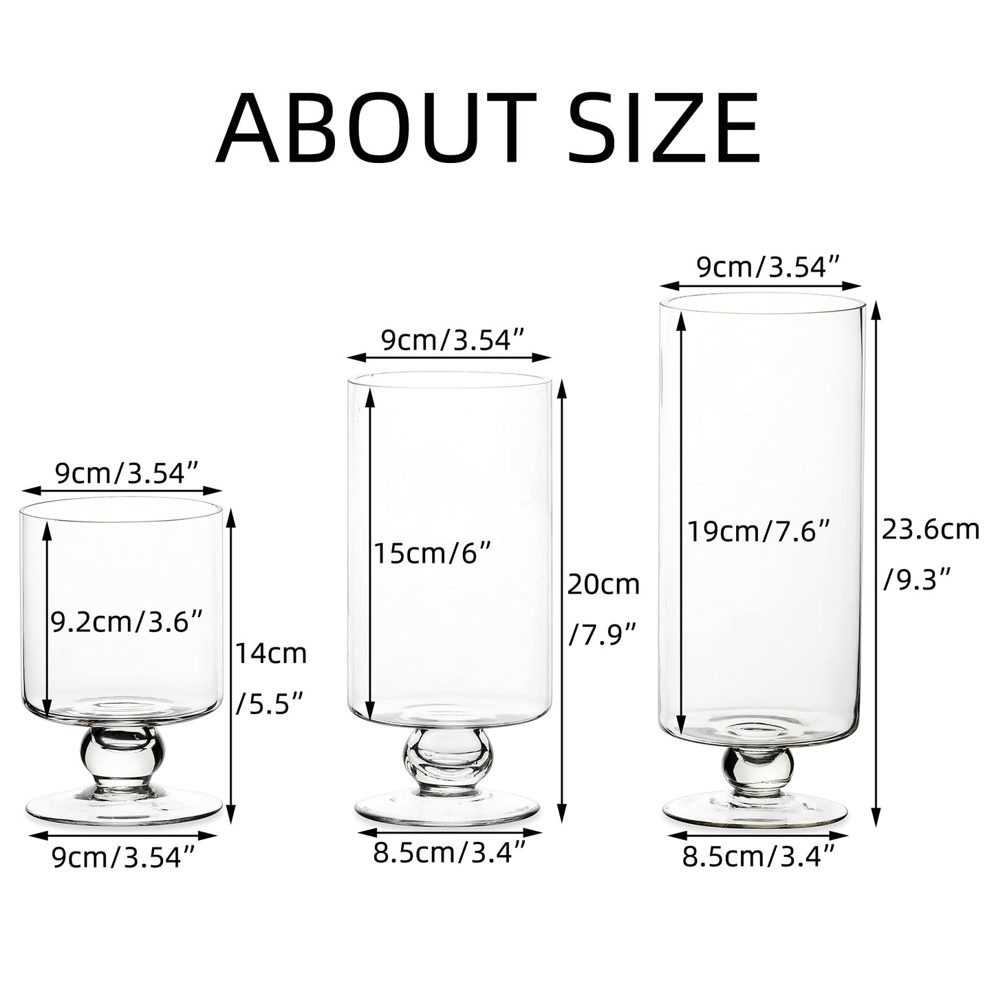 NUPTIO 3 Piece Set Large Glass Vase Candle Holder, Hurricane Candle Holder for Pillar Candles Tall Glass Vases for Centerpieces, Glass Flower Vases for Home Christmas Party Wedding Table Decoration