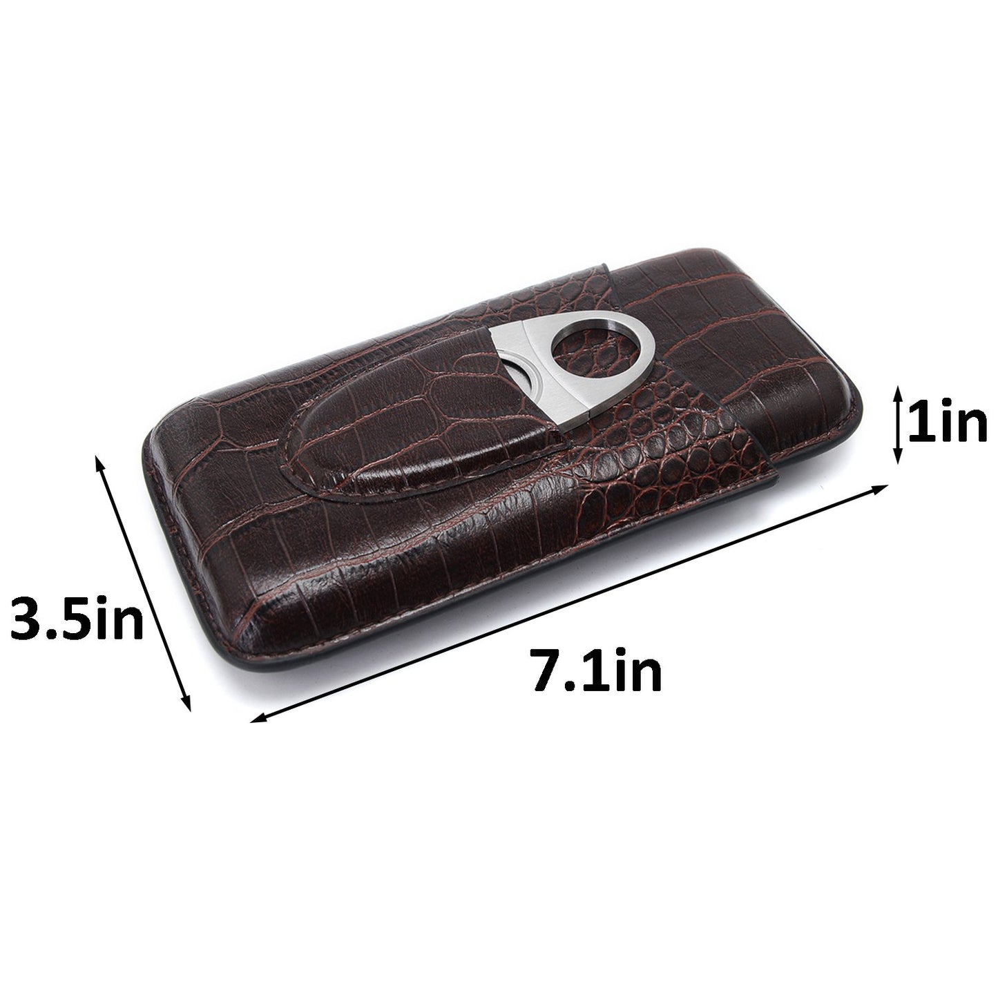 Cigar case, cigar set, leather cigar case, humidor cigars, travel humidor, 3 holder genuine leather cigar case with cigar cutter, perfect gifts for men (brown)