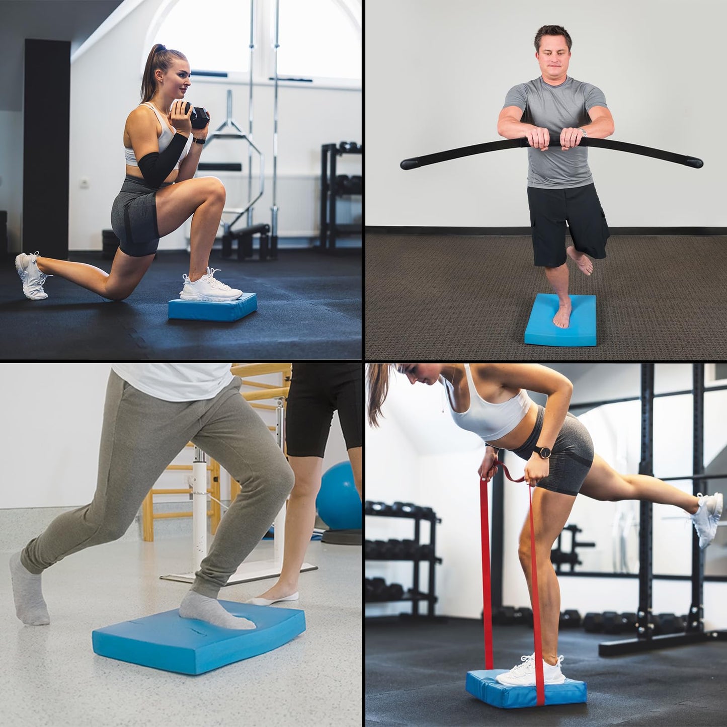 ALPIDEX Balance Pad 48x40x6 cm balance cushion Blue incl. 3 fitness bands Stability Coordination Improved balance Cushion Non-slip Wobble cushion Balance device Balance trainer